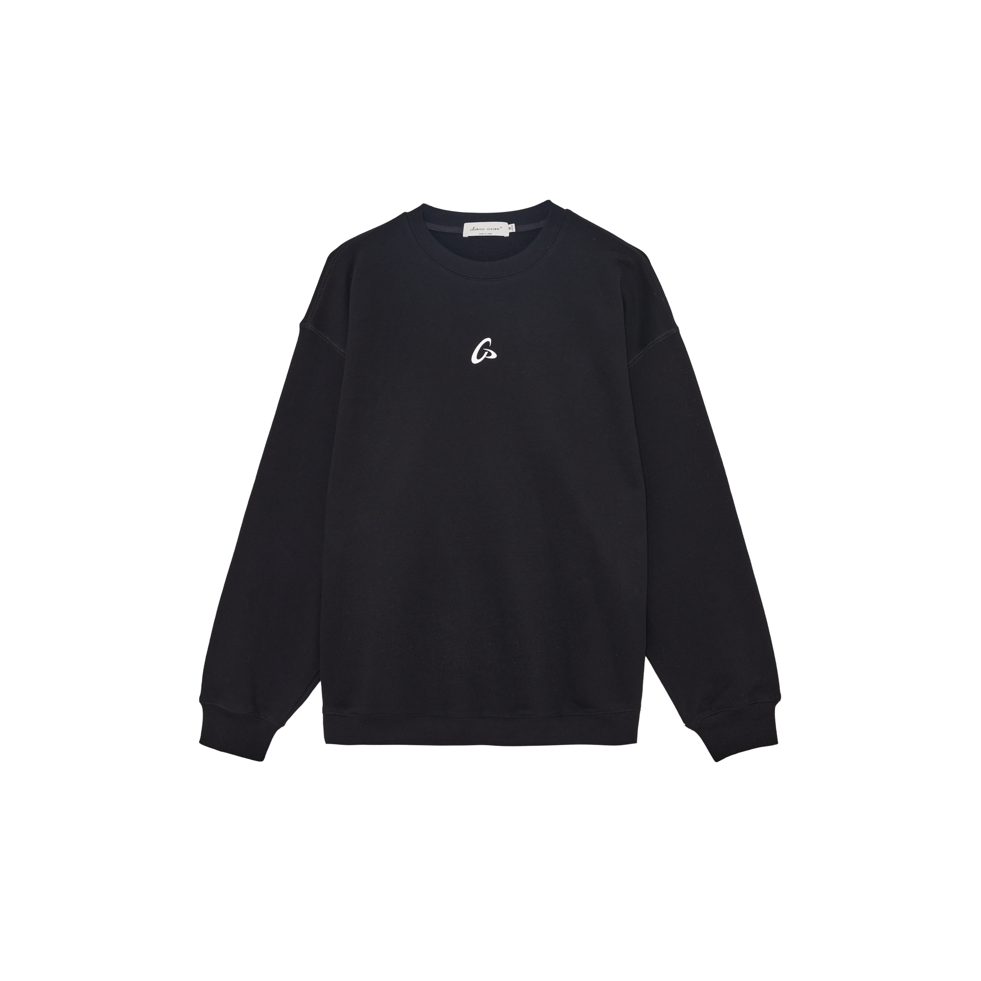 Black Frisbee Print Fleece Sweatshirt