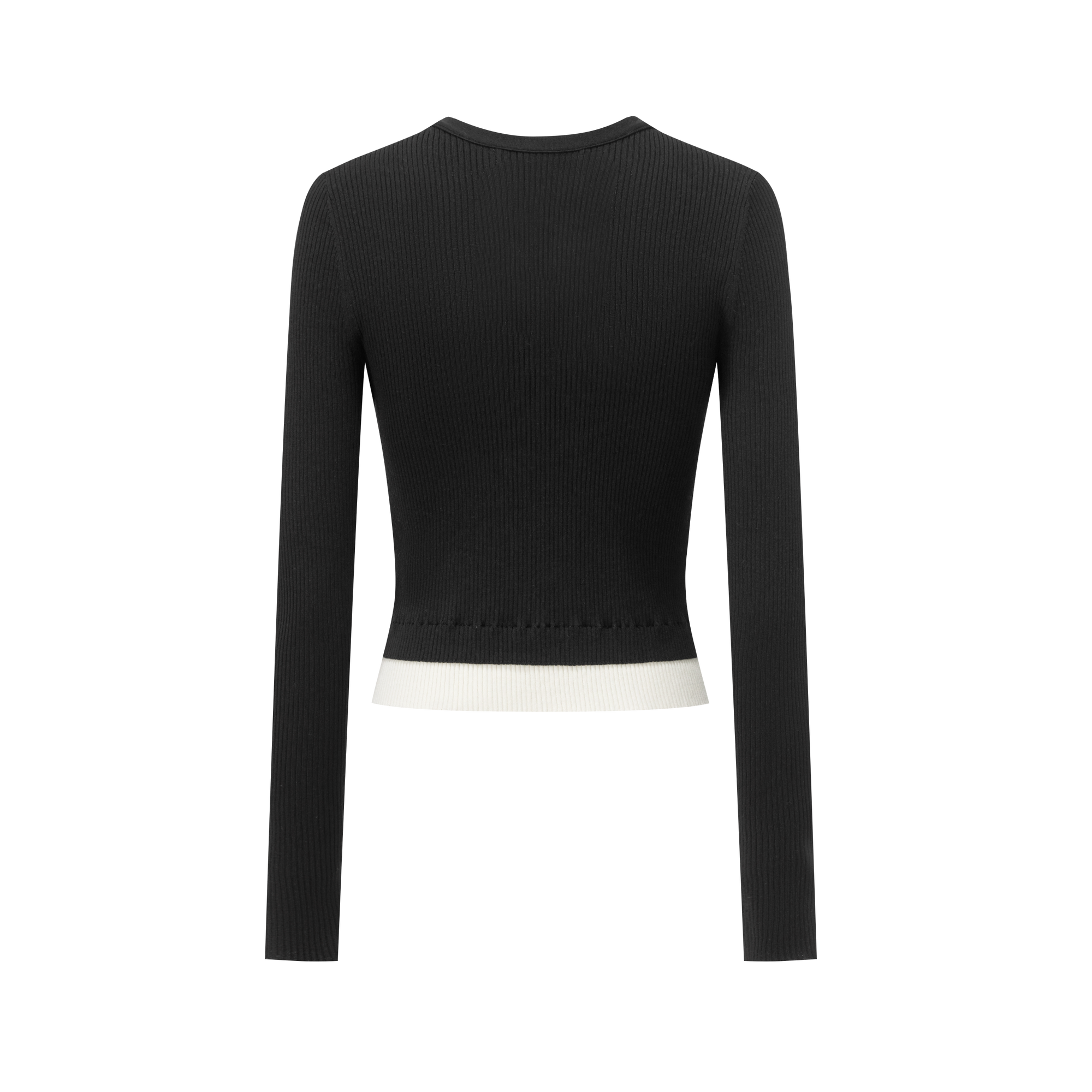 Tencel Wool Embroidered Fake Two-Piece V-Neck Knitted Cardigan In Black