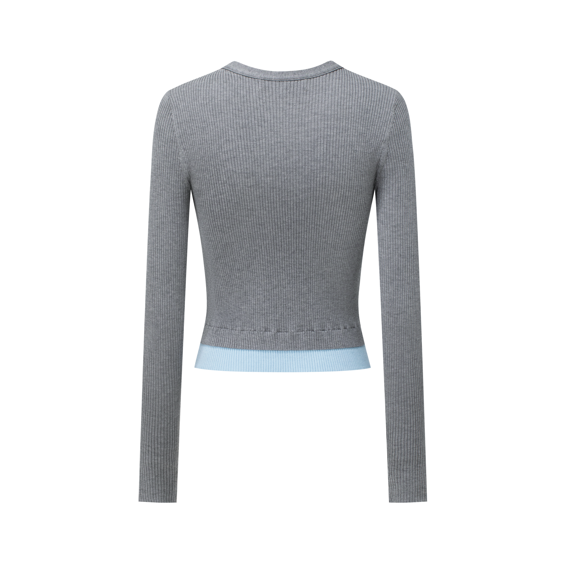 Tencel Wool Embroidered Fake Two-Piece V-Neck Knitted Cardigan In Grey
