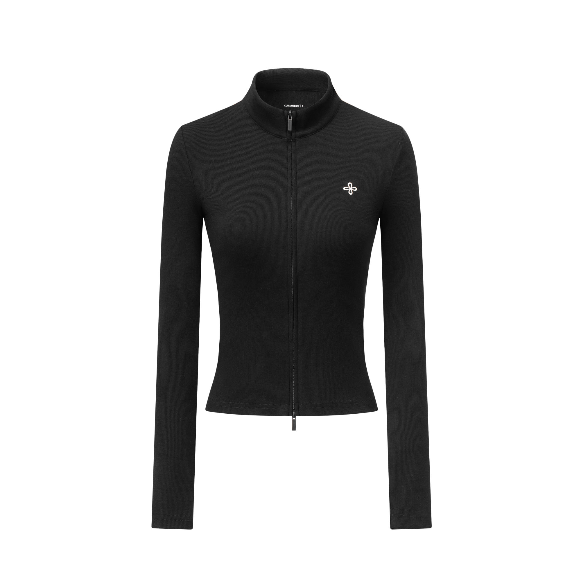 Cool Slimming Double Zipper Long-sleeved In Black