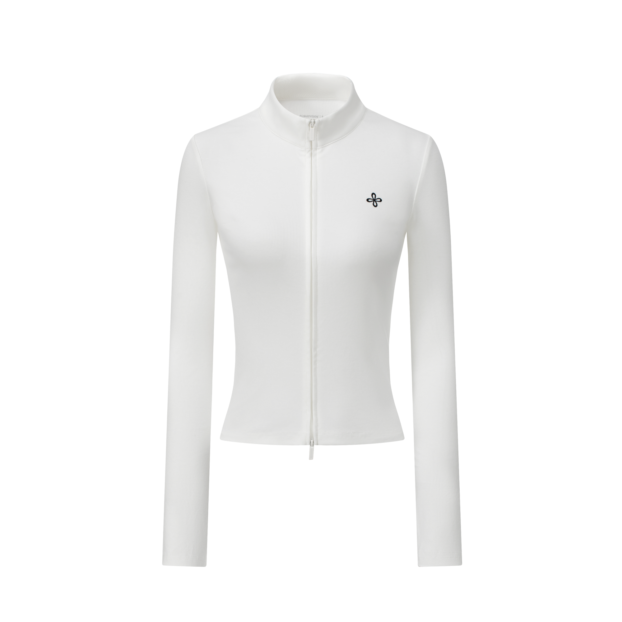 Cool Slimming Double Zipper Long-sleeved In White