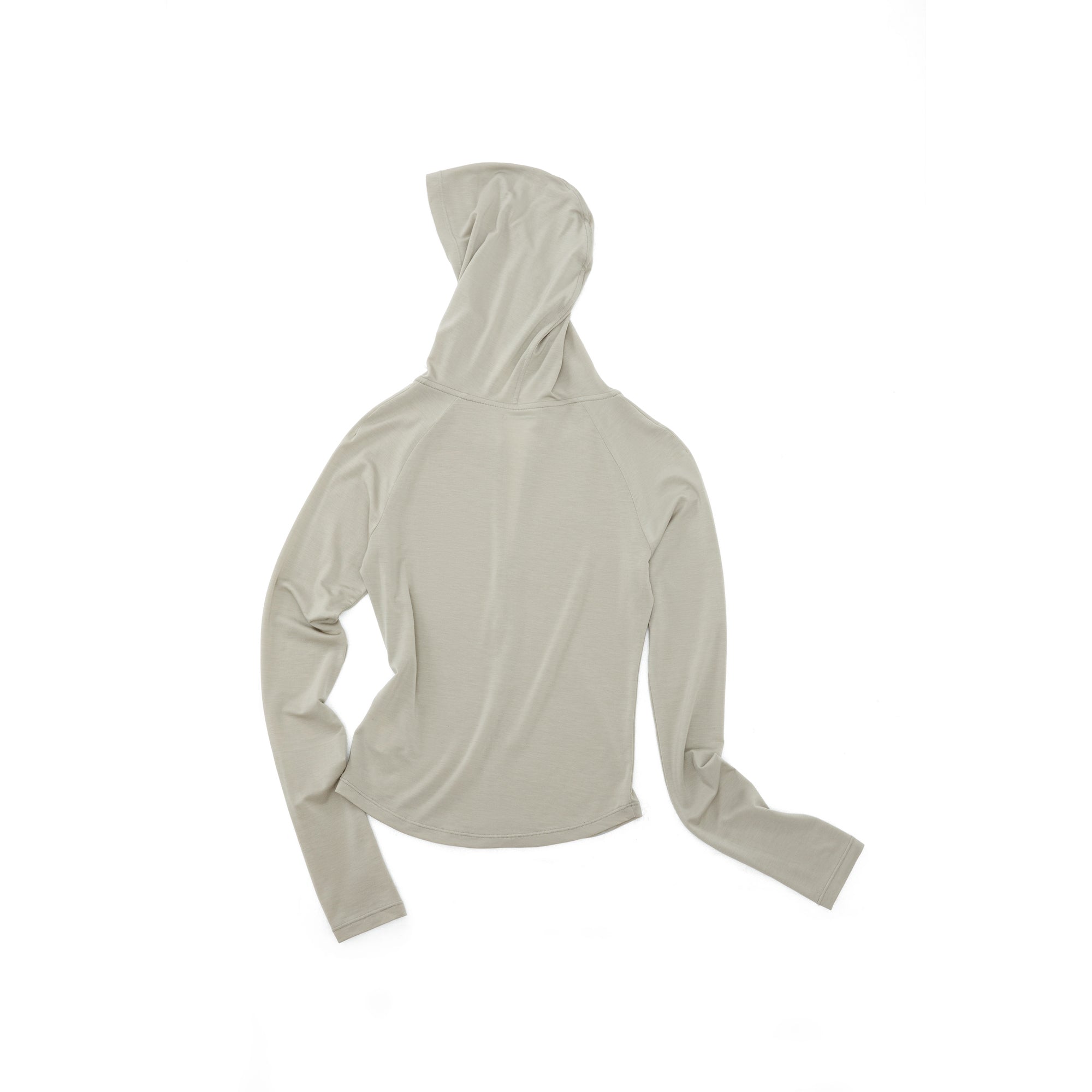 Gray-green Tencel Hooded Zip-up Slim-fit Long Sleeves