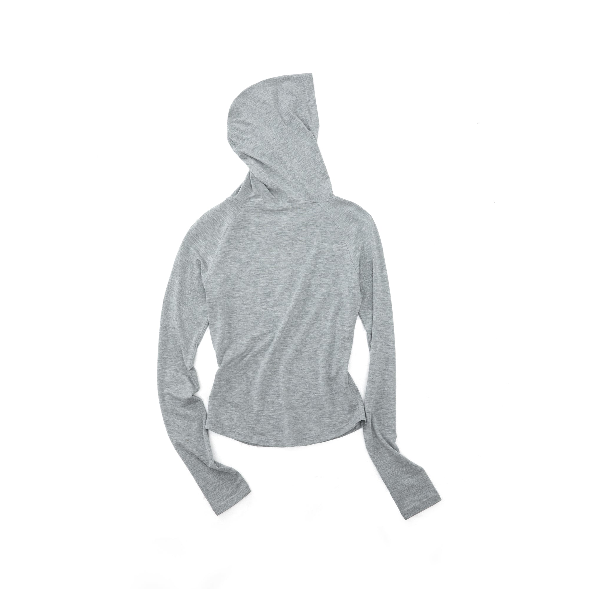 Light Grey Tencel Hooded Zip-up Slim-fit Long Sleeves