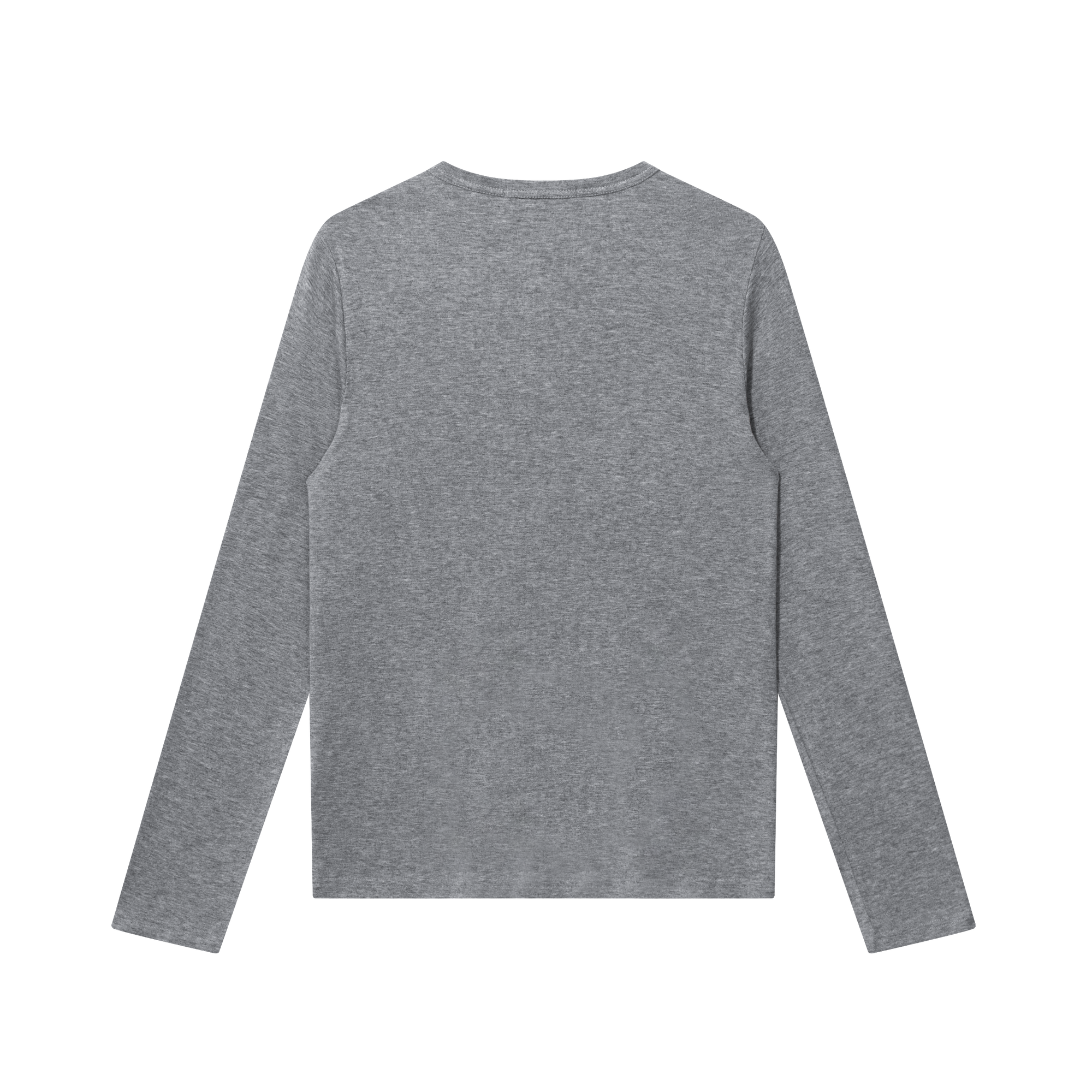 Grey Cropped Henley Button Collar Wool Long Sleeves