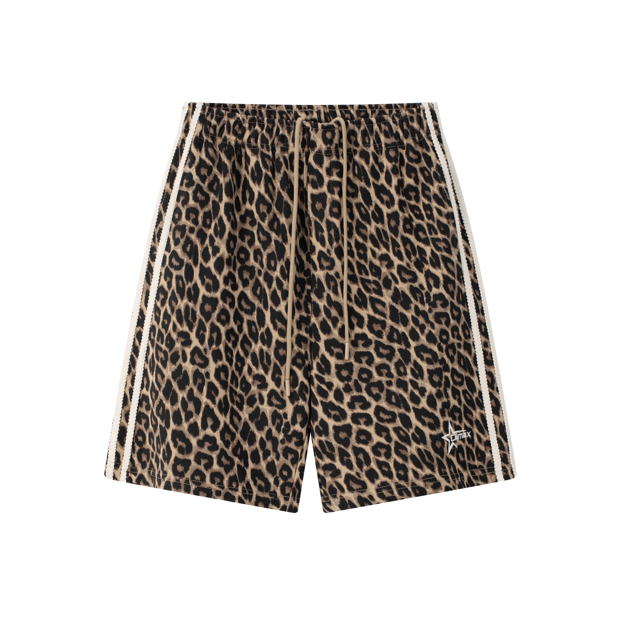 Brown Leopard Print Star Embroidered Shorts