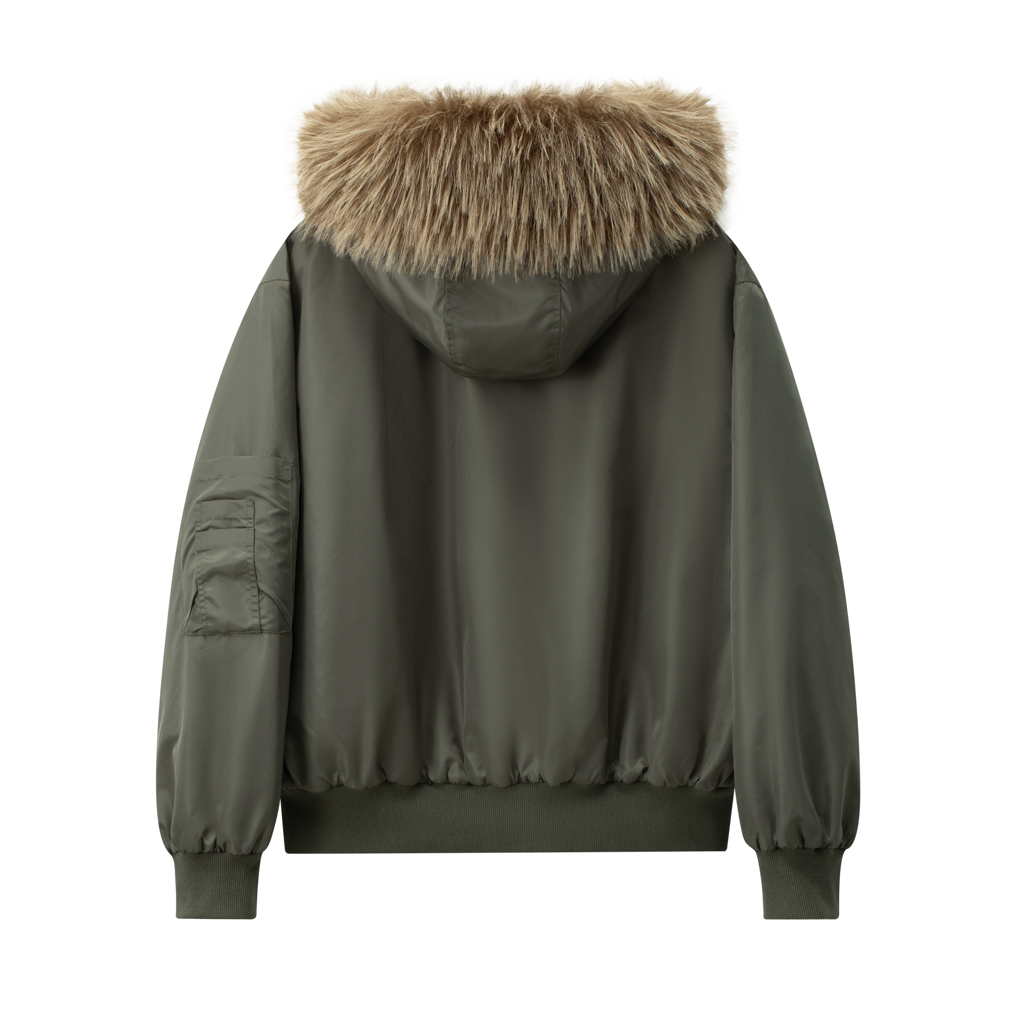 Green Retro Hooded Detachable Fur Collar Jacket Parka
