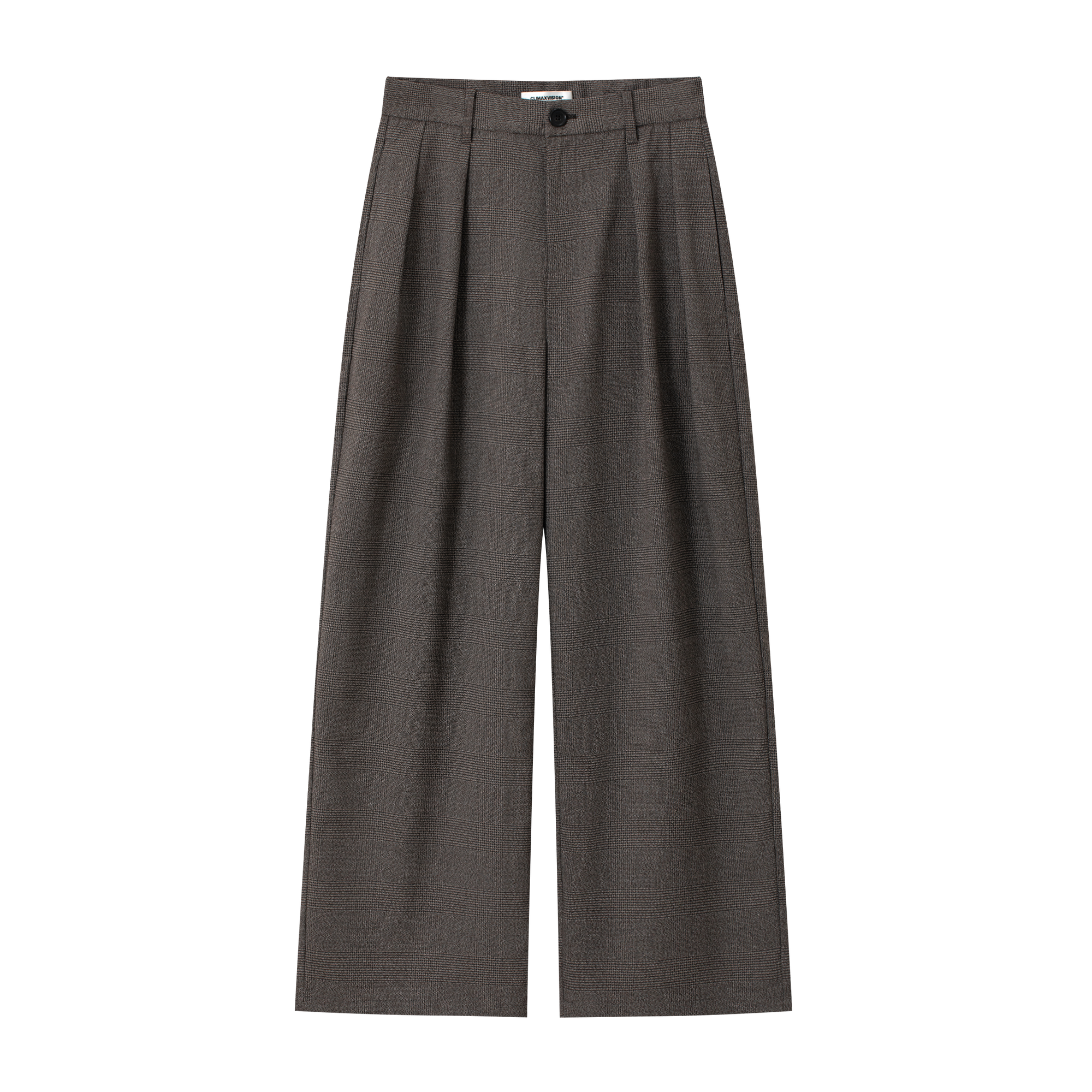 Brown Houndstooth Pleated Trousers