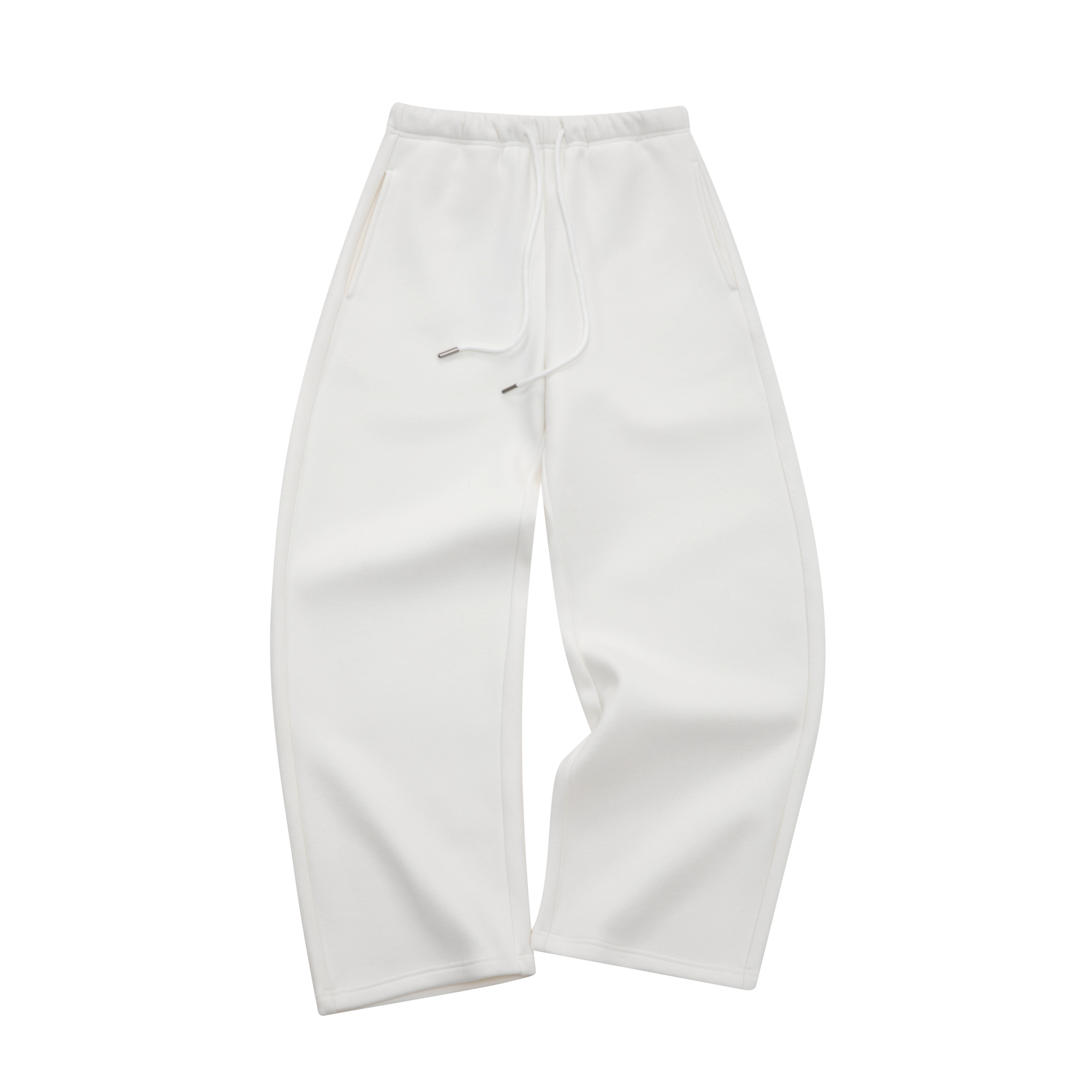 White Double-Sided Fleece-Lined Curved Pants