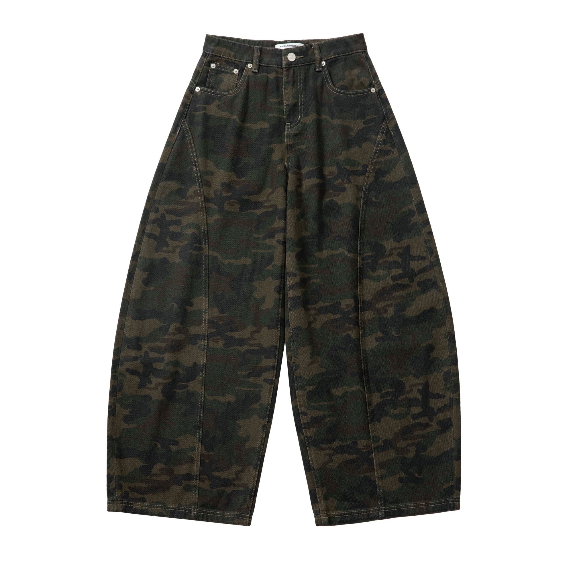 Camouflage Retro Distressed Curved Pants