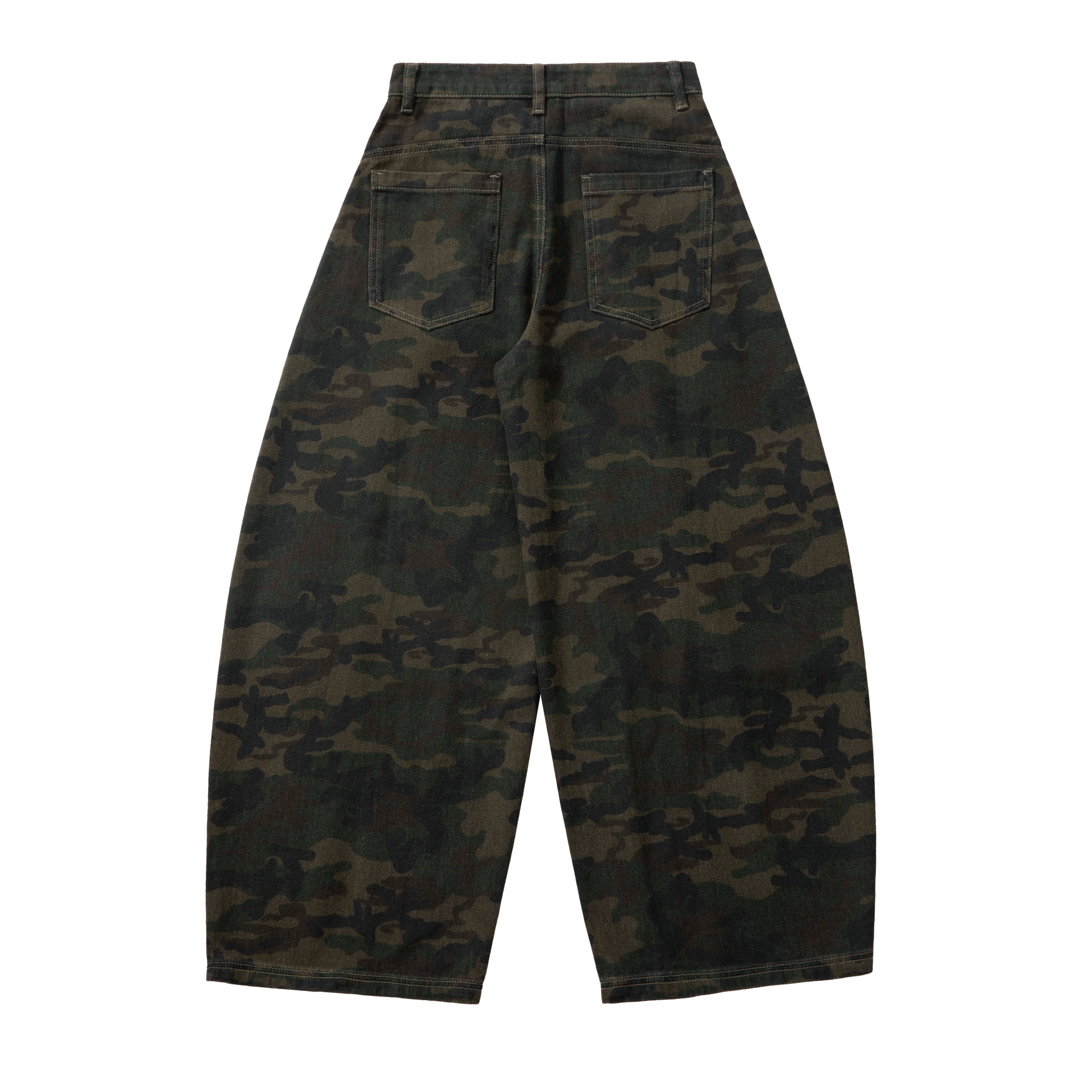 Camouflage Retro Distressed Curved Pants