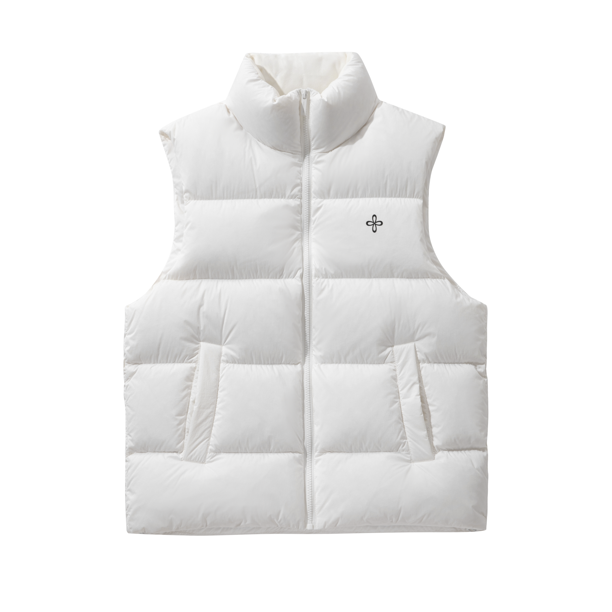 White Cross Print Down Vest