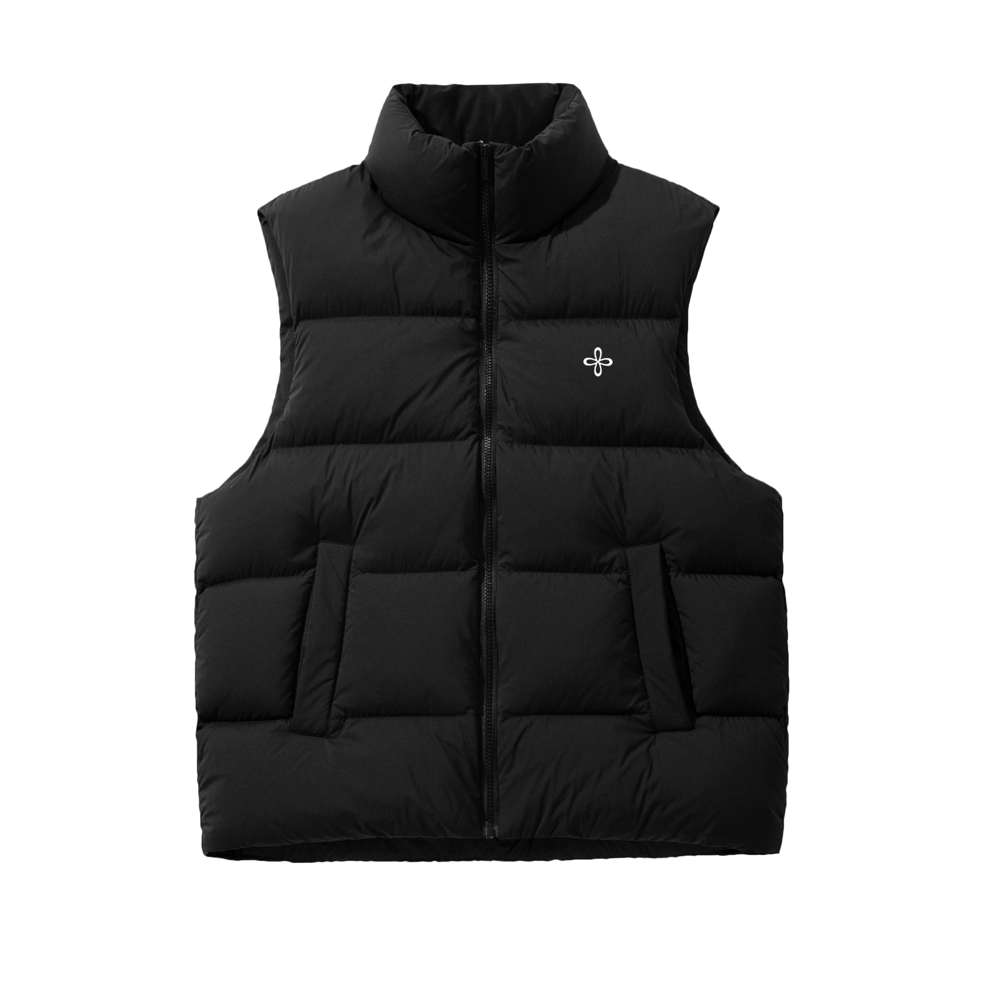 Black Cross Print Down Vest