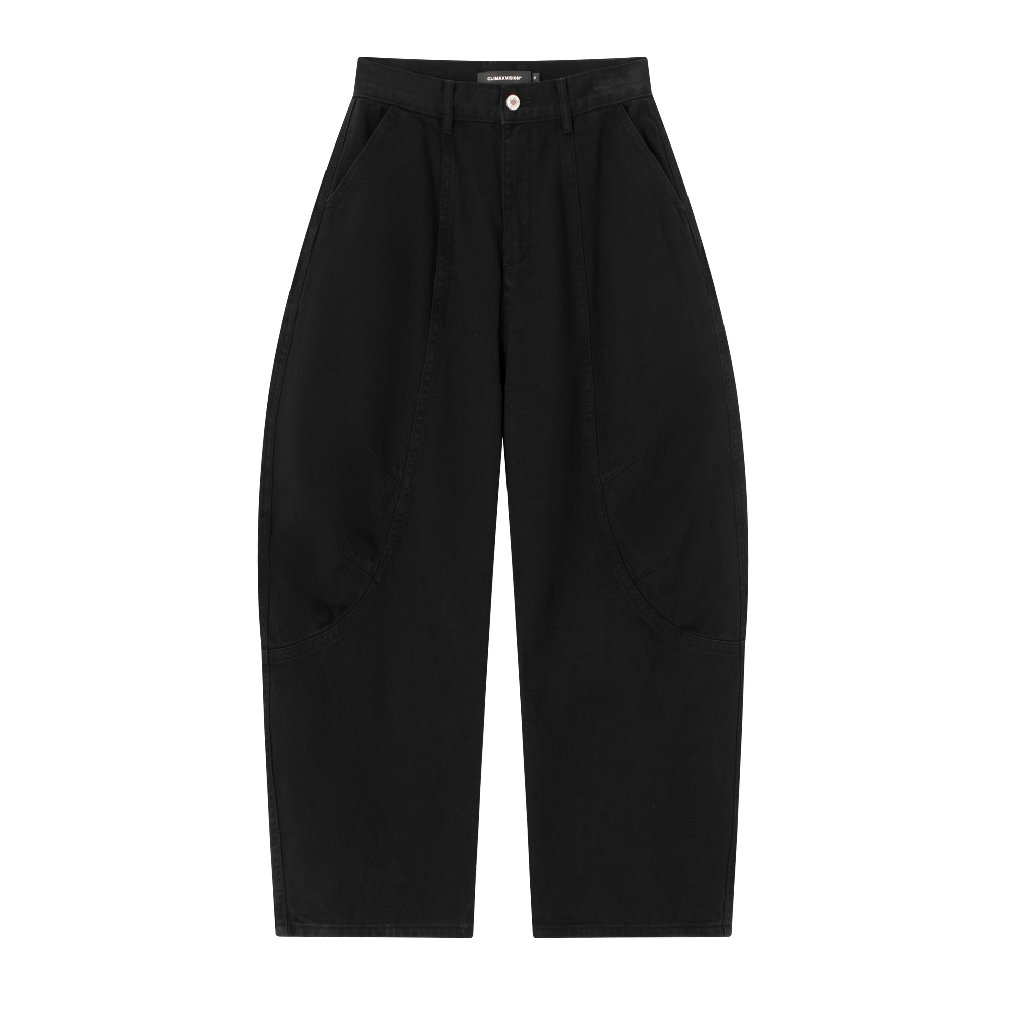 Black Segmented Curved Silhouette Pants