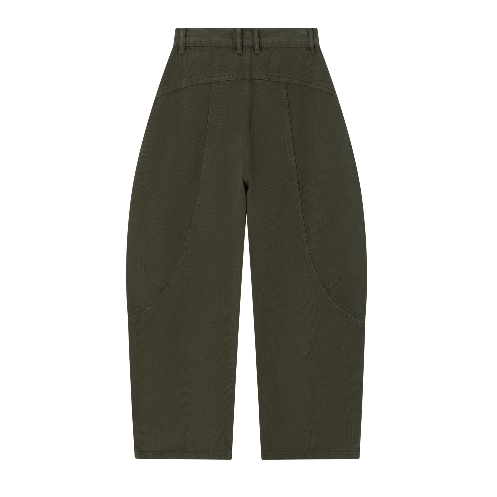 Gray-Green Segmented Curved Silhouette Pants