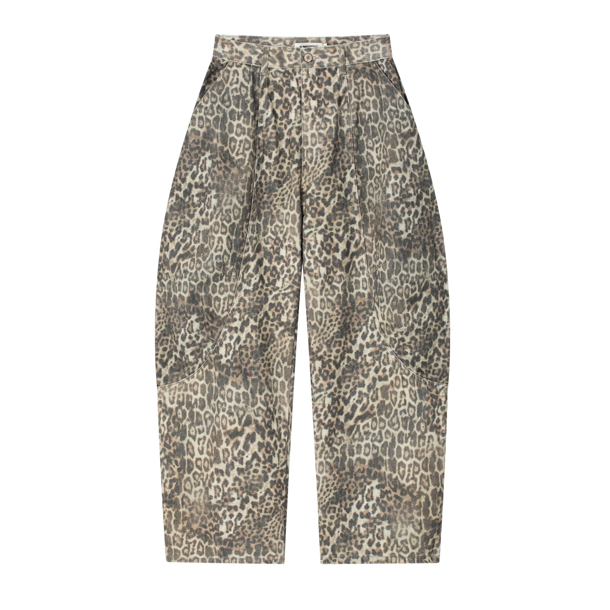 Leopard Print Segmented Curved Silhouette Pants