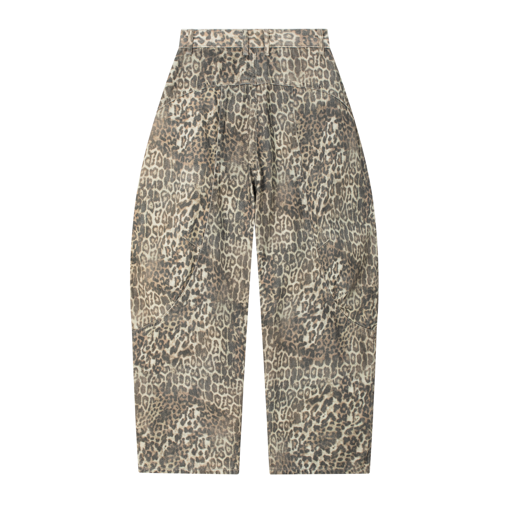 Leopard Print Segmented Curved Silhouette Pants