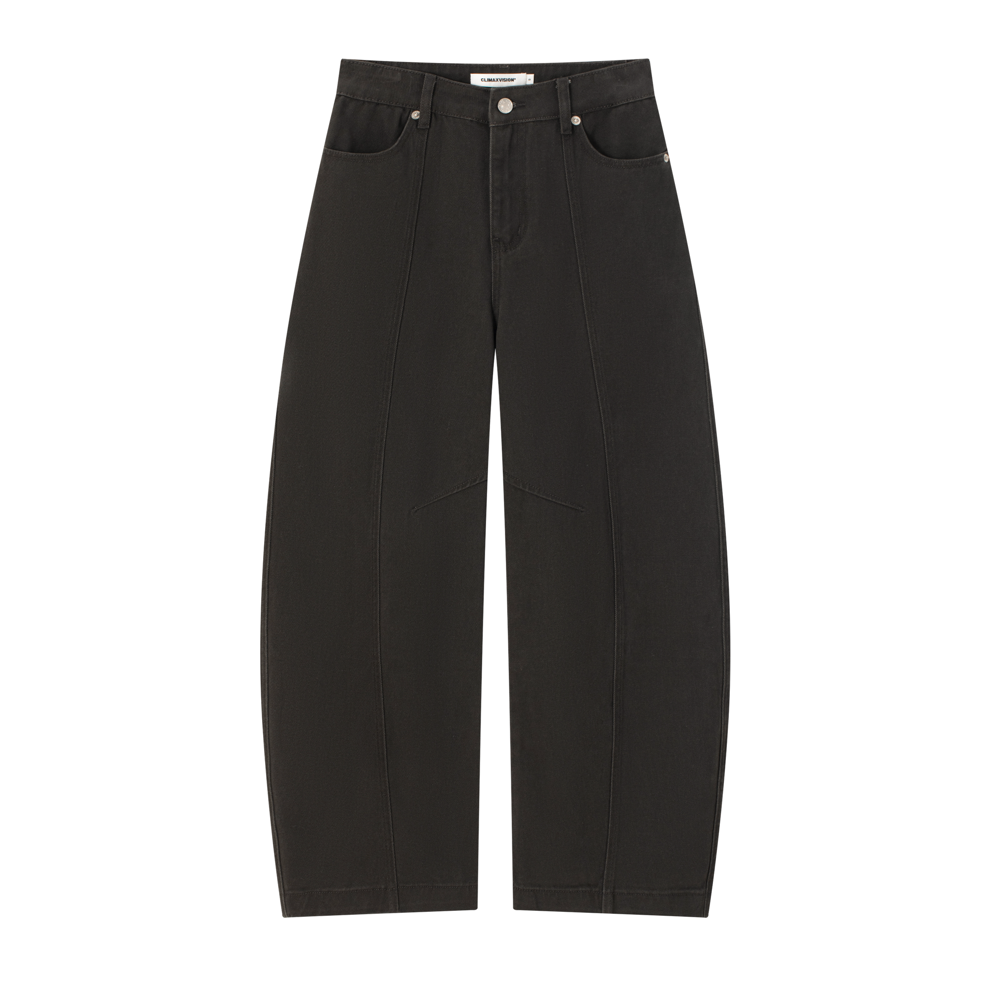 Dark Grey Retro 3D Cut Deconstructed Curved Blade Jeans