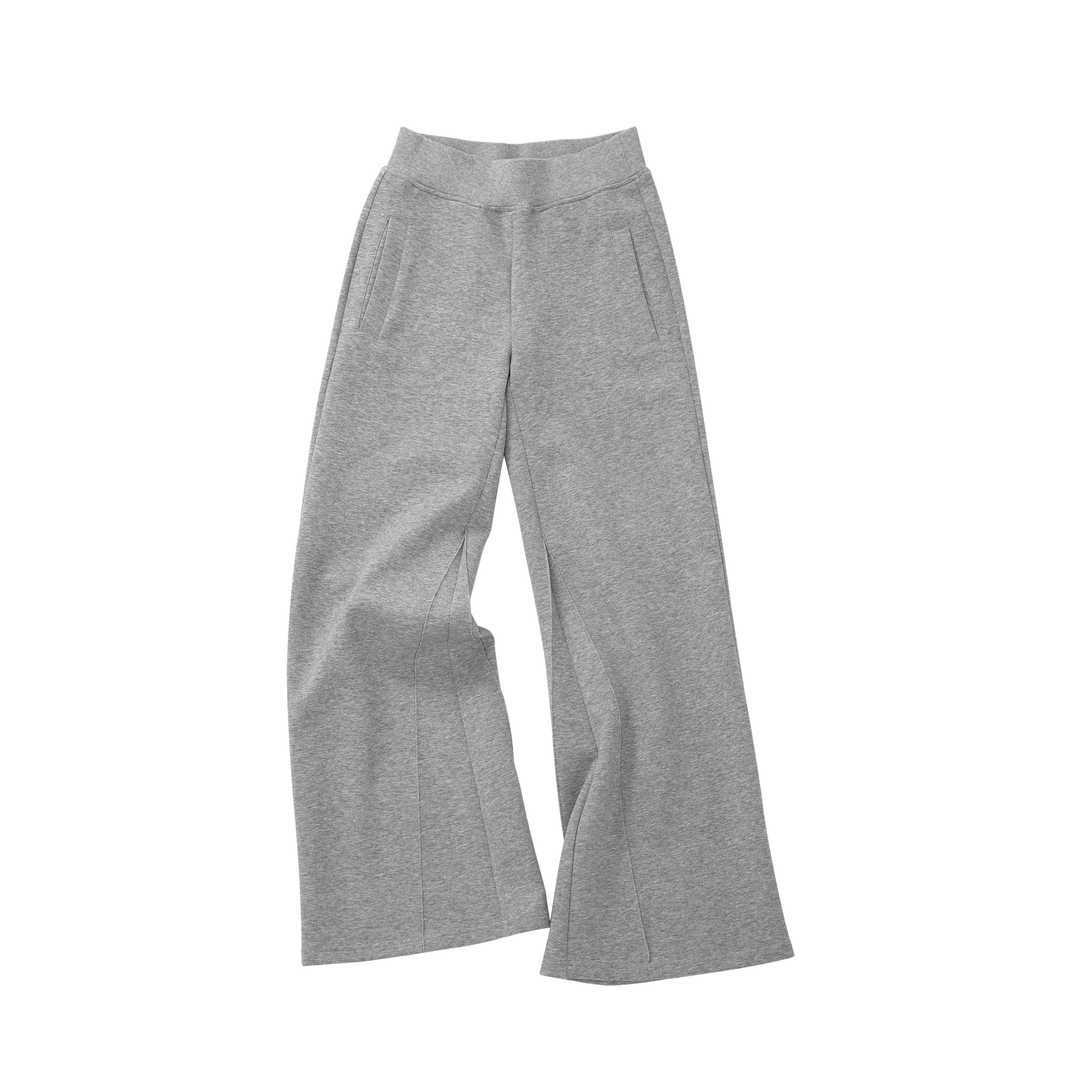 Grey Mid-Low Rise Flare Wide-Leg Sweatpants