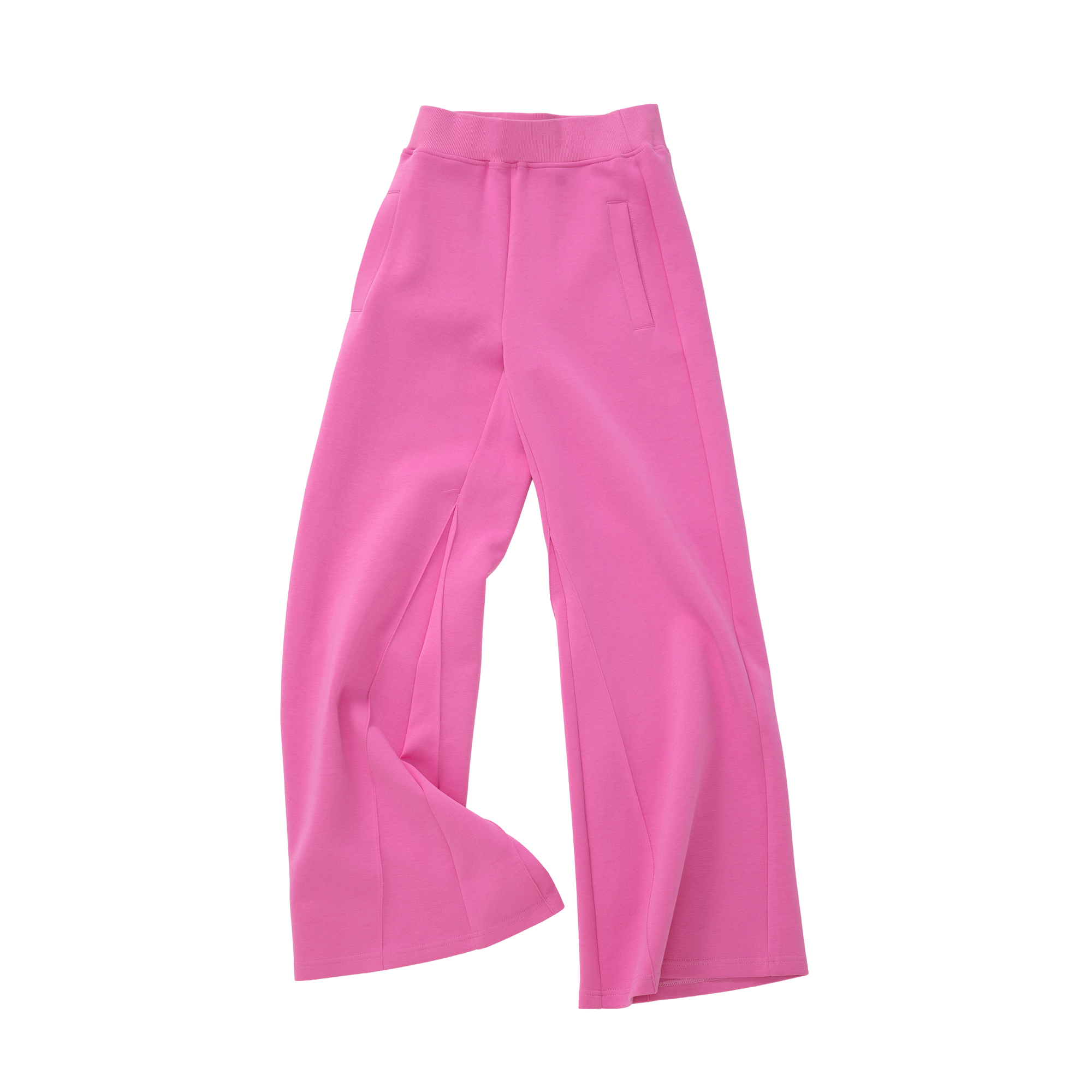 Pink Mid-to-Low Rise Flare Wide-Leg Sweatpants