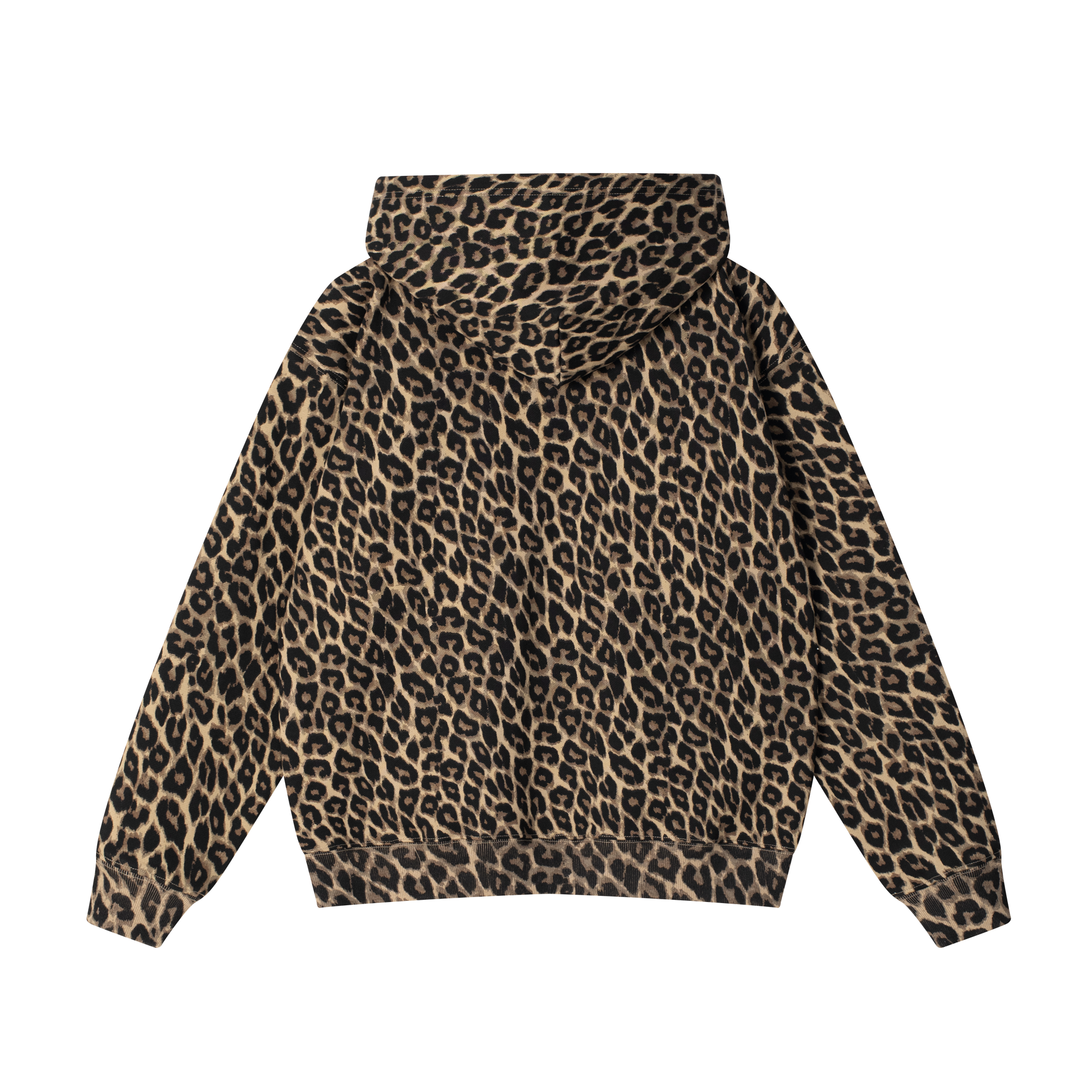 Brown Leopard Print Rhinestone Lettering Hooded Jacket