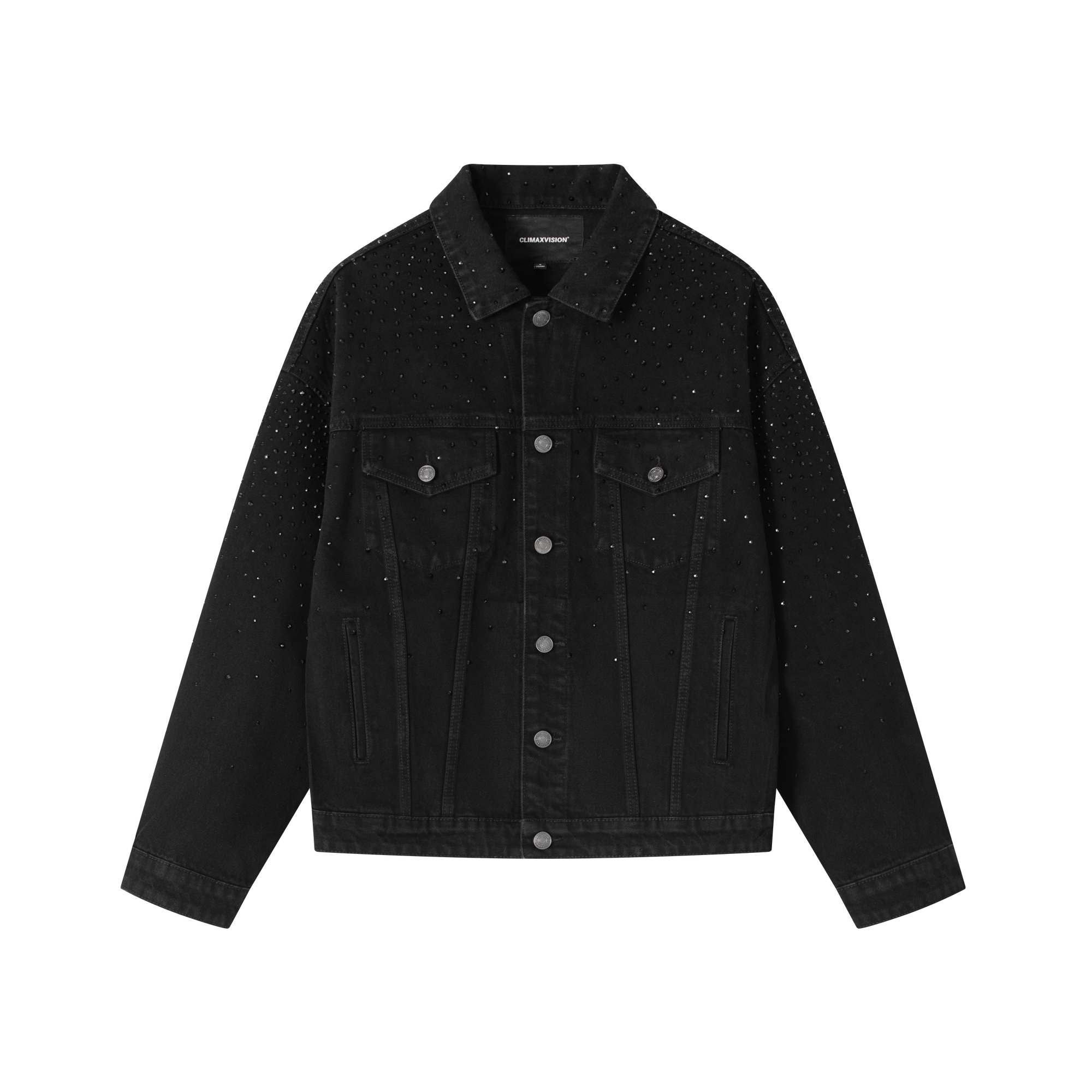 Black Sparkling Diamonds Denim Jacket