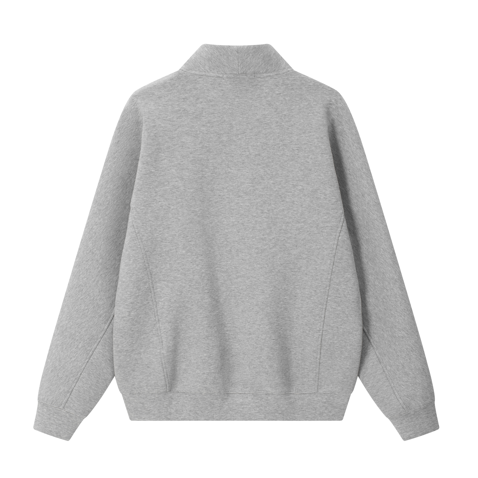 Grey Air Layer High Neck Zip-Up Casual Fleece Sweatshirt