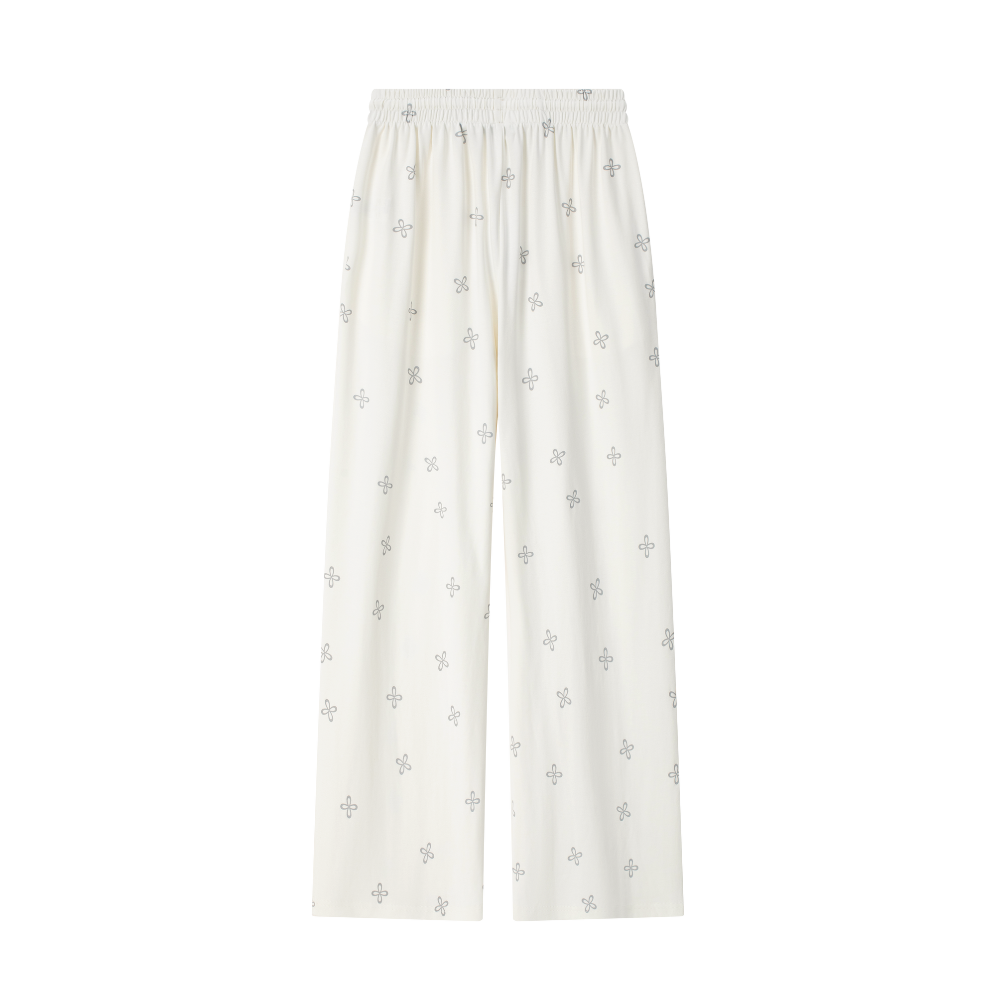 White Lazy Cross-Patterned Casual Pants
