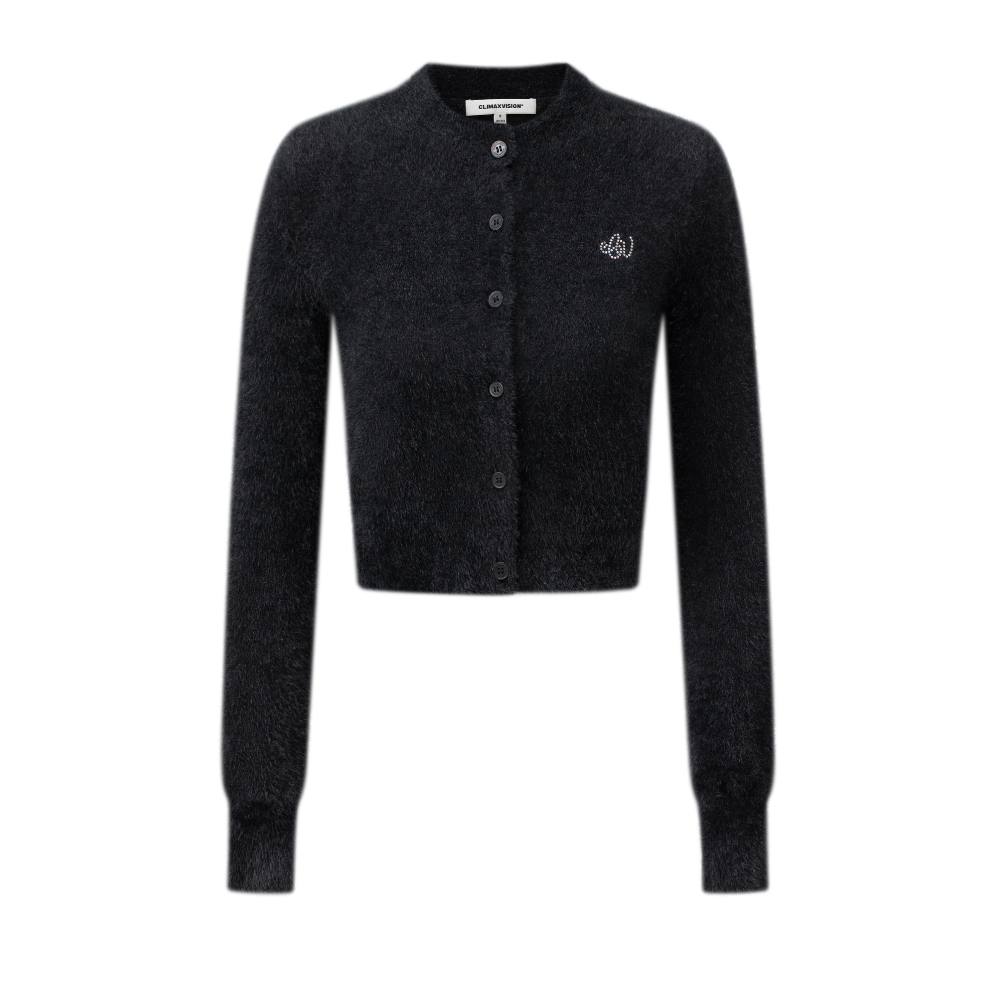 Black Sparkling CV Faux Mink Knit Cardigan