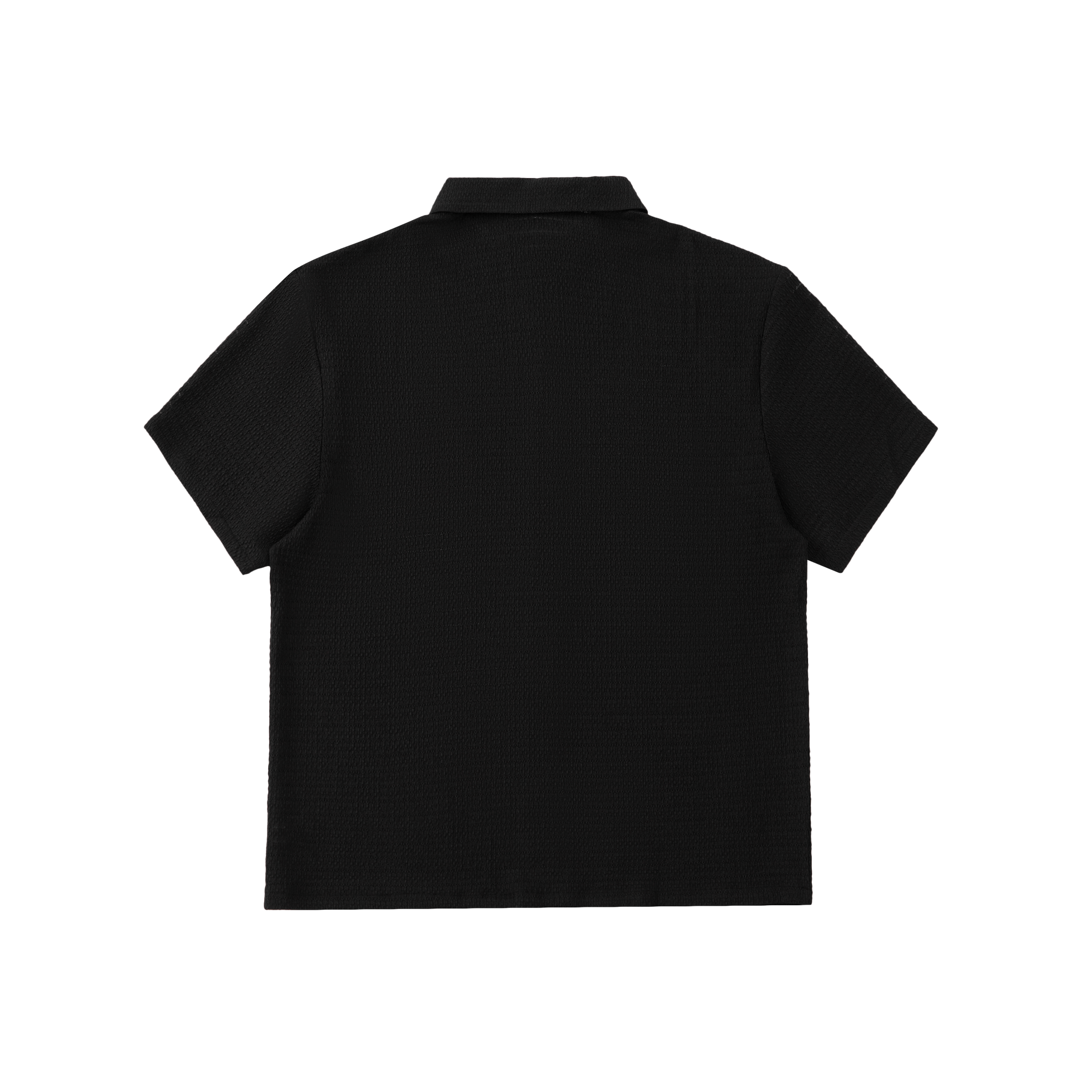 Black Embossed Striped Short-Sleeve Shirt