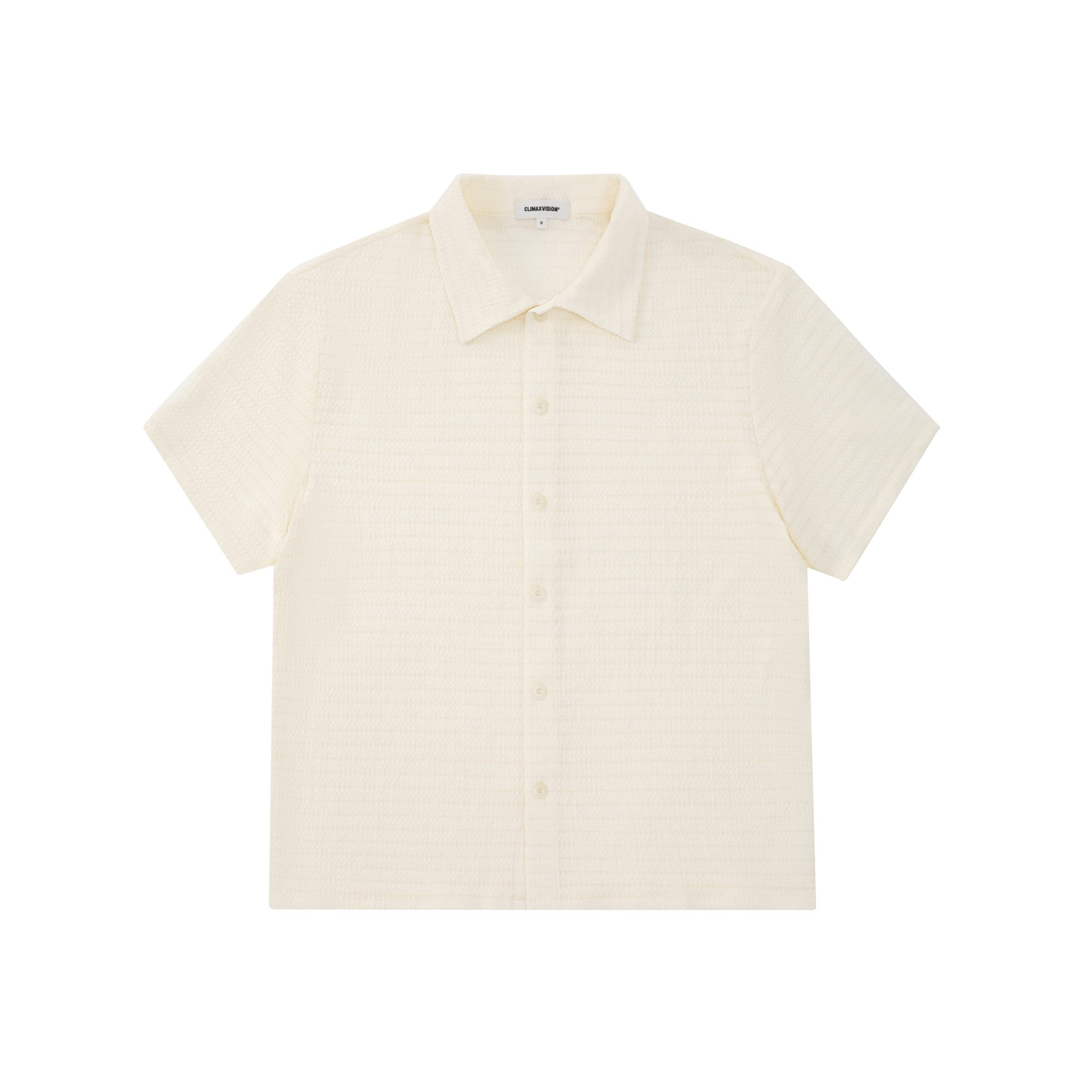 Beige Embossed Striped Short-Sleeve Shirt