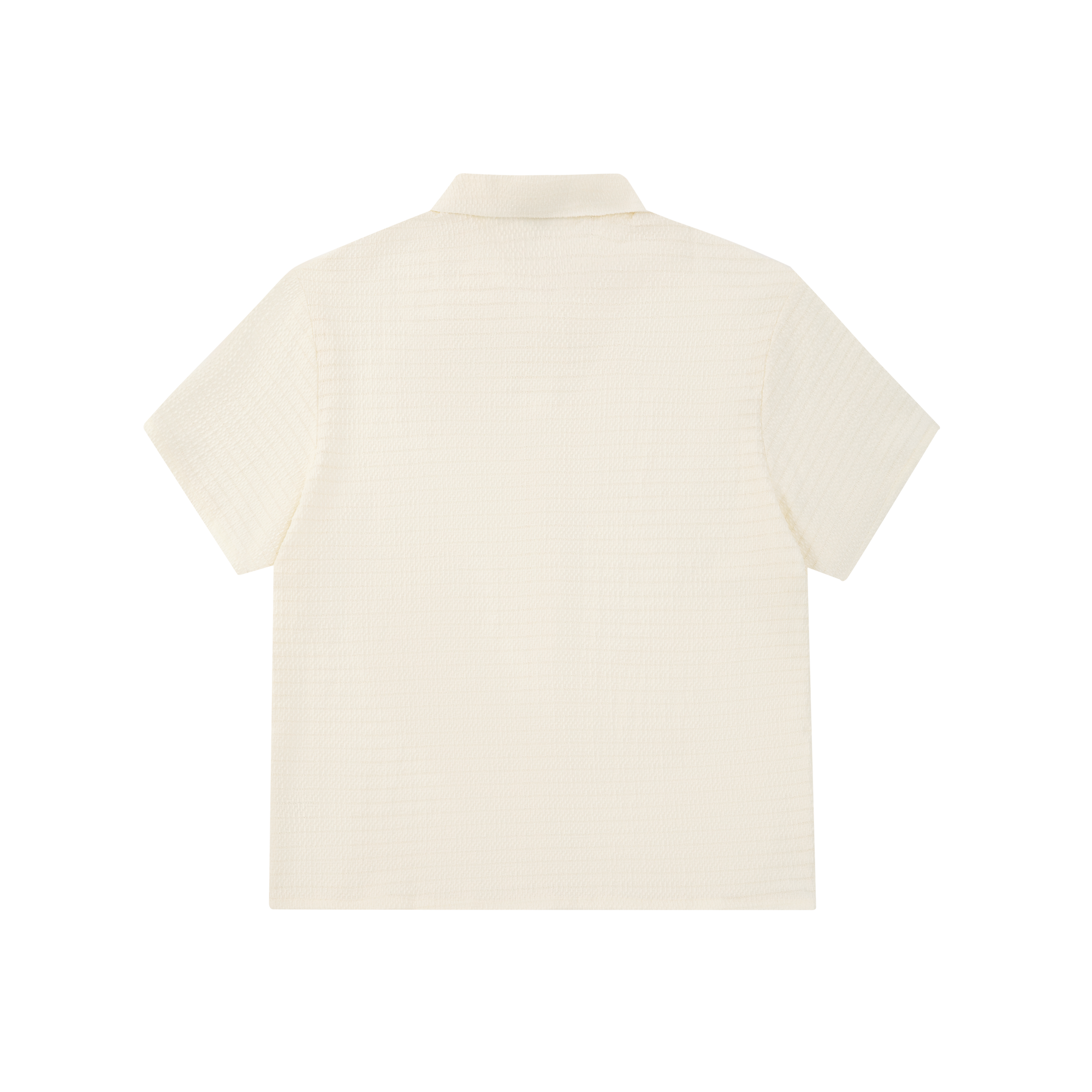 Beige Embossed Striped Short-Sleeve Shirt