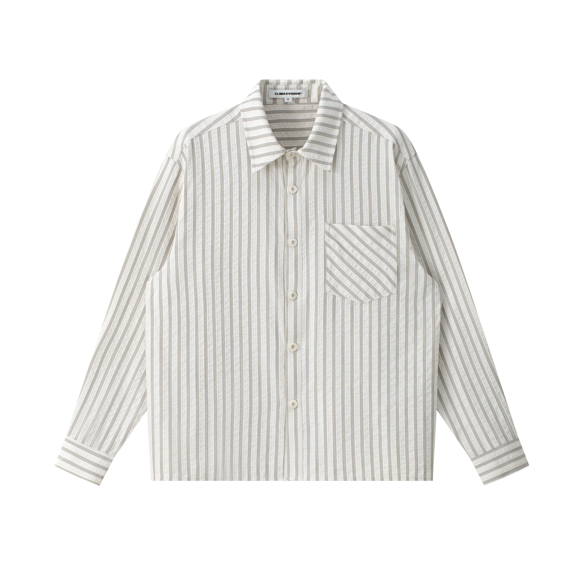 Apricot Striped Seersucker Shirt
