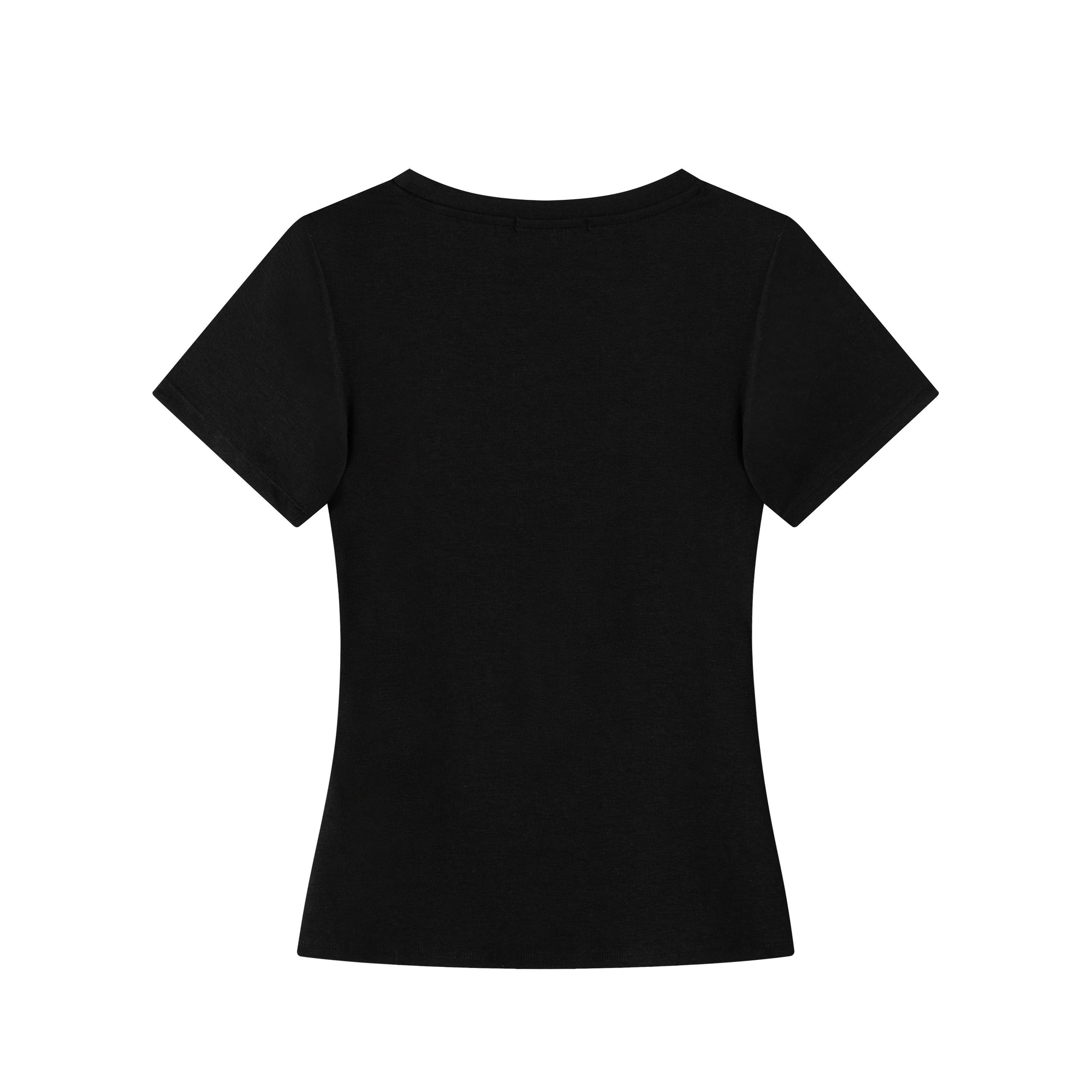 Black Skin-friendly Lyocell V-neck Simple Short T