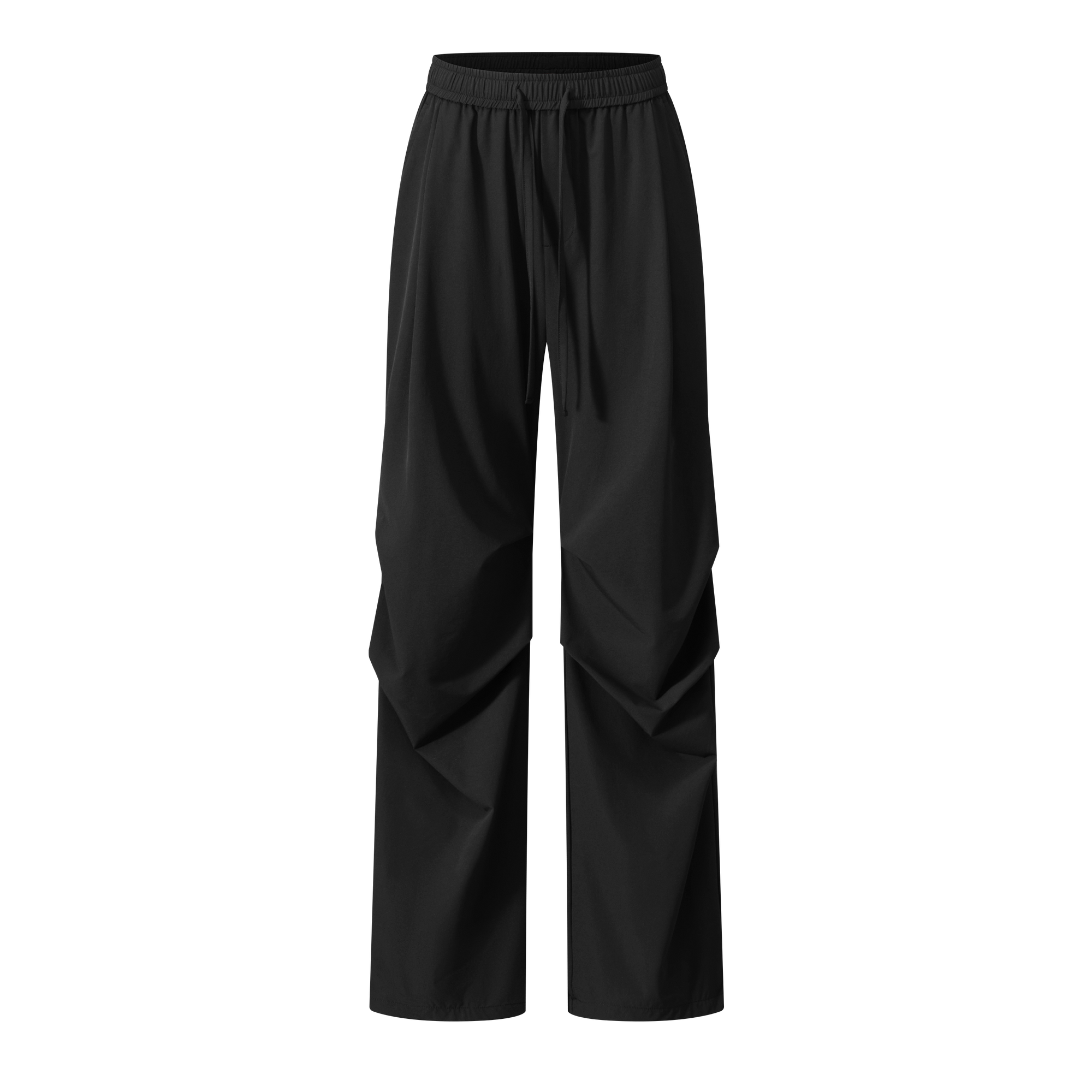 Black Outdoor Light Pleated Paratrooper Casual Pants