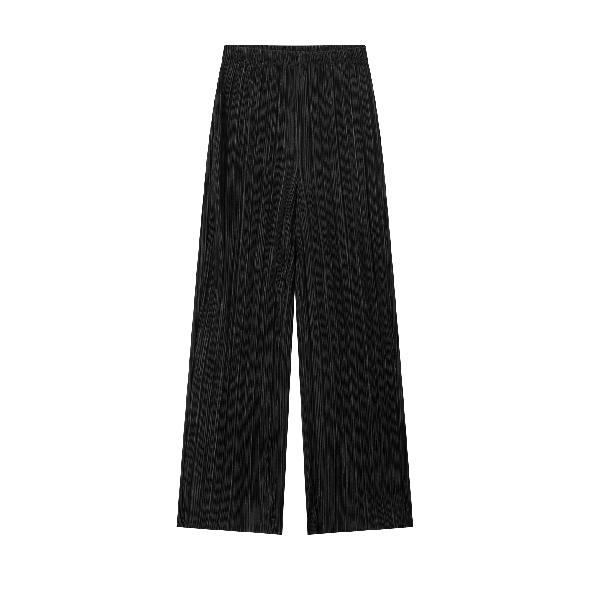 Black Pleated Wide-Leg Trousers