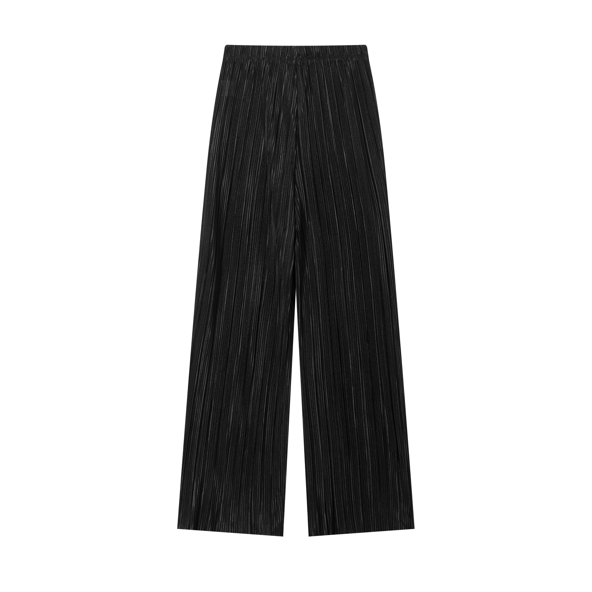 Black Pleated Wide-Leg Trousers