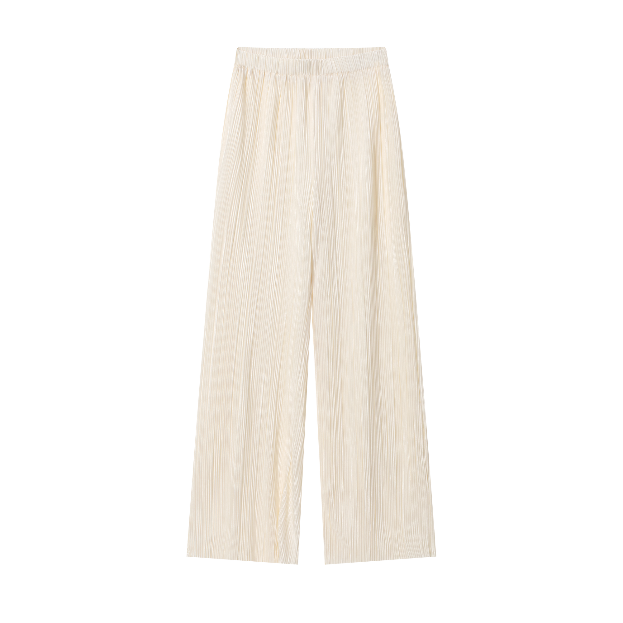 Beige Pleated Wide Leg Pants