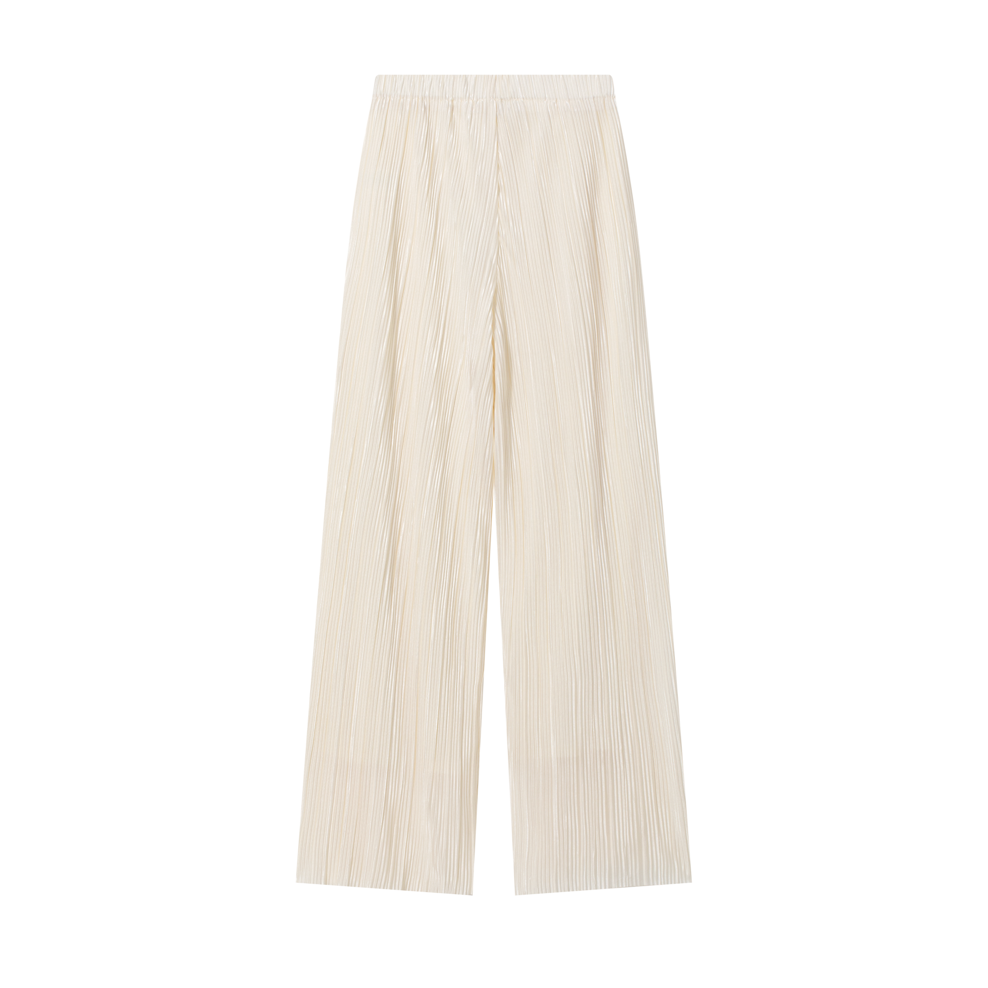 Beige Pleated Wide Leg Pants