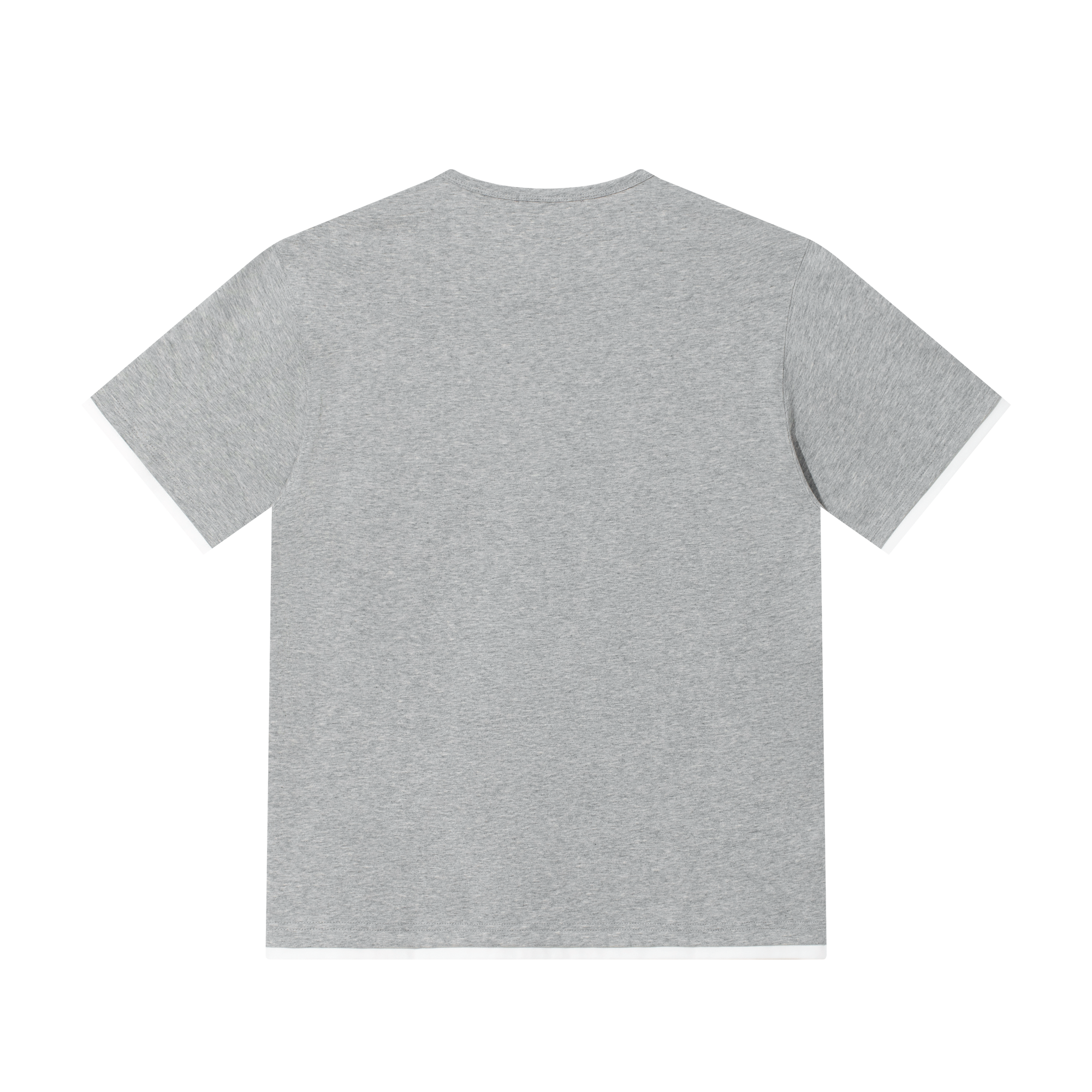 Light Grey Fake Two Piece Henley Collar Short Sleeves