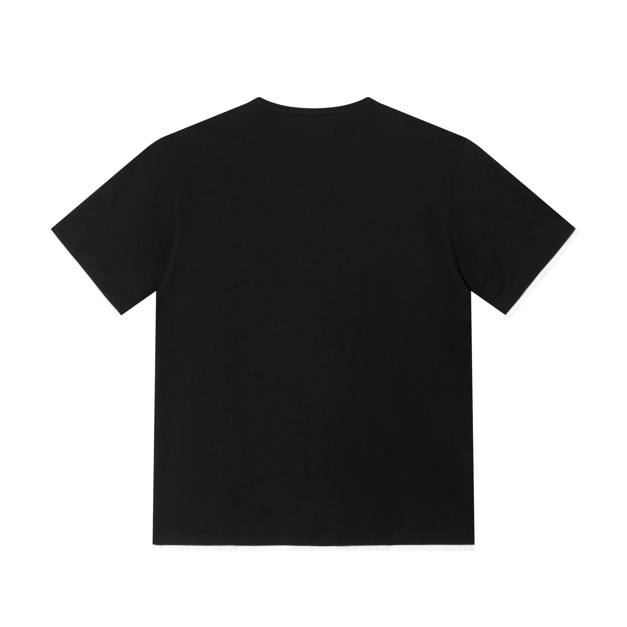 Black Fake Two Piece Henley Collar Short Sleeve