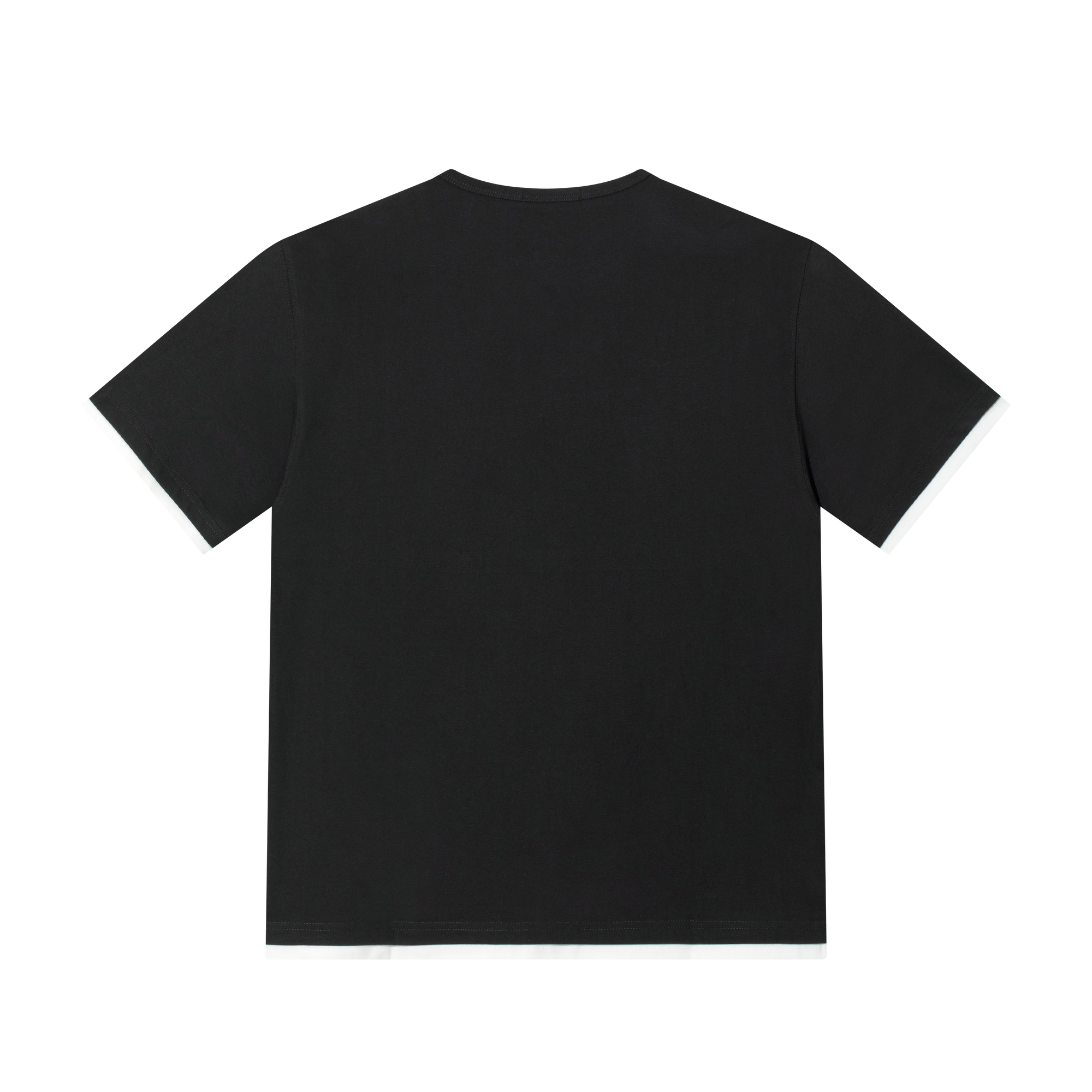 Dark Grey Fake Two Piece Henley Collar Short Sleeves