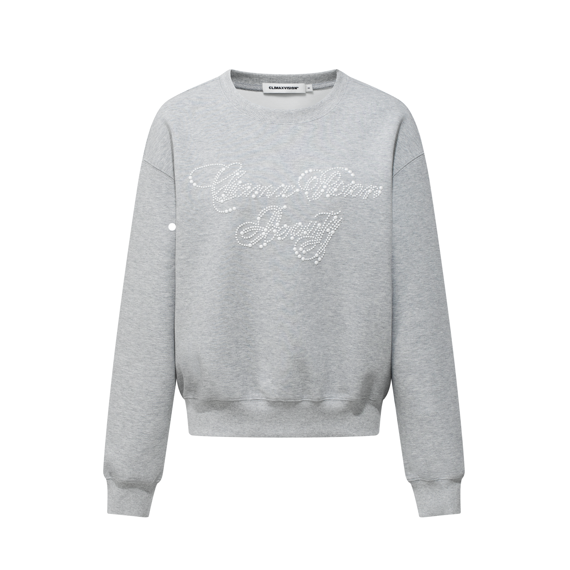 Grey Pearl Rhinestone Crewneck Sweatshirt