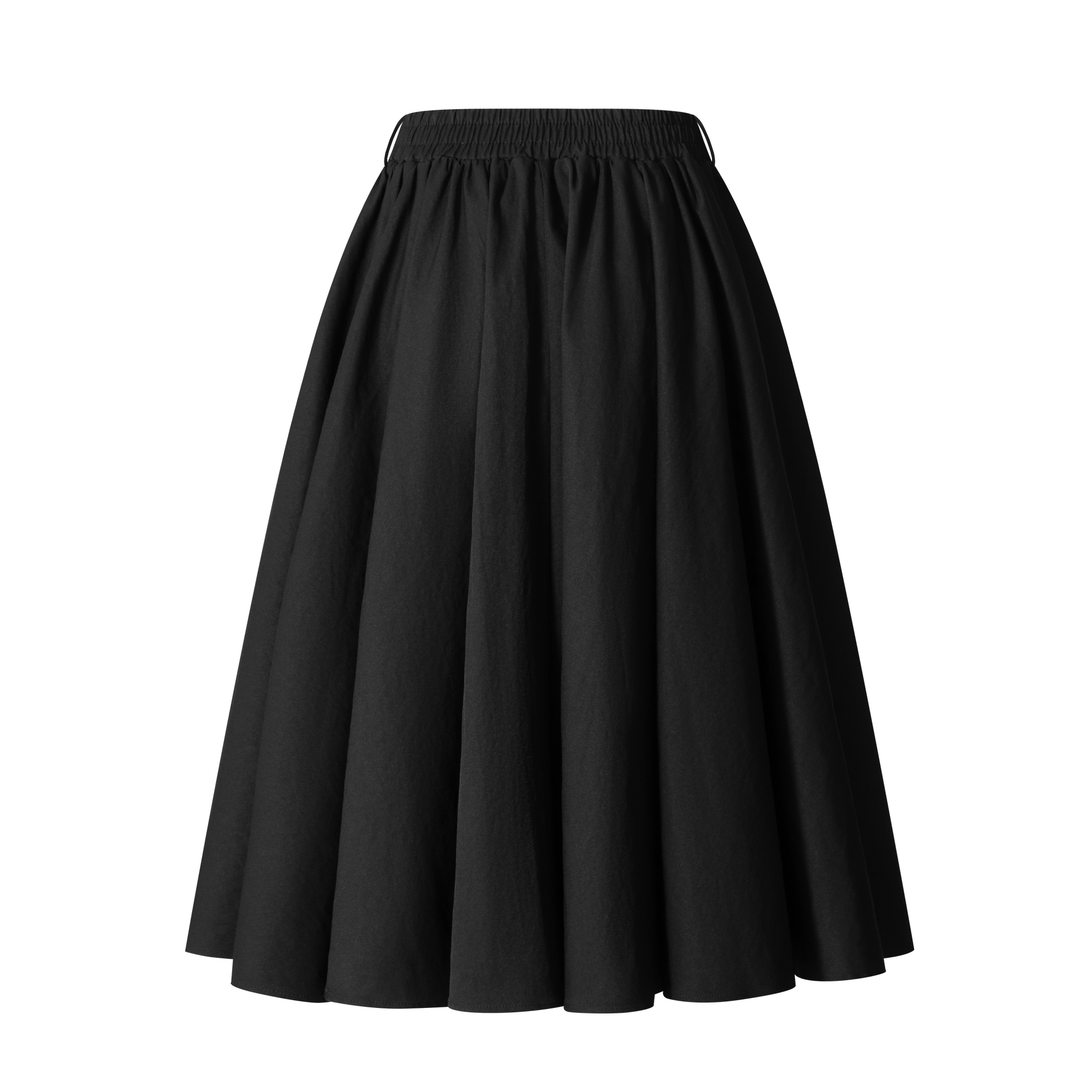 Black High-Density Twill Pleated Umbrella Skirt