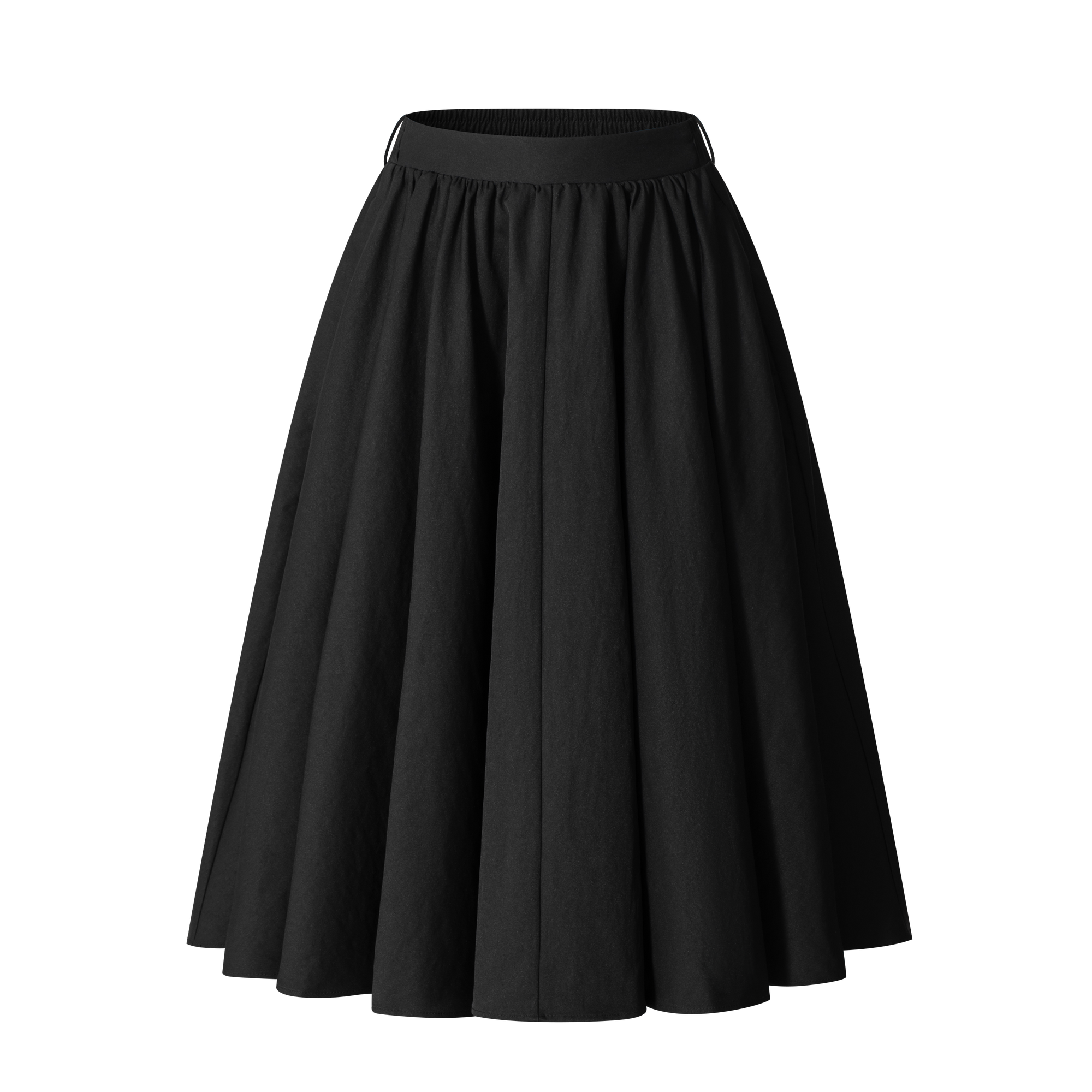 Black High-Density Twill Pleated Umbrella Skirt