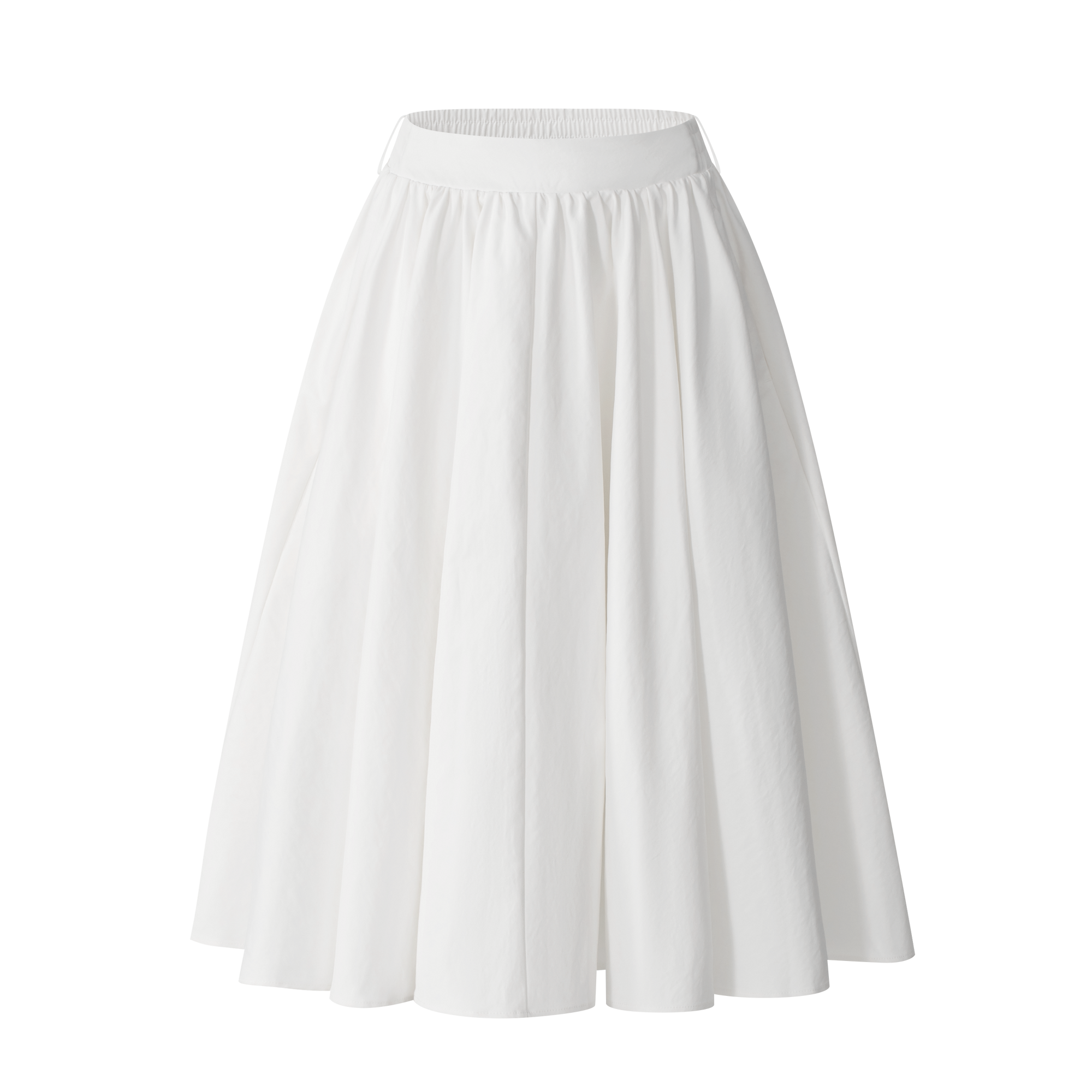 White High-Density Twill Pleated Umbrella Skirt