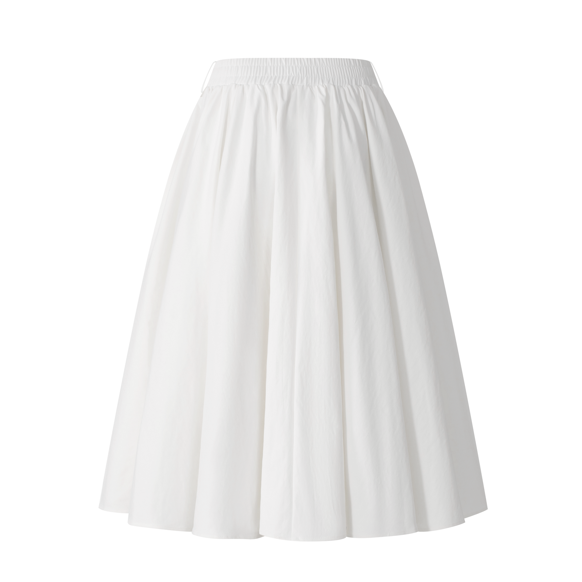 White High-Density Twill Pleated Umbrella Skirt