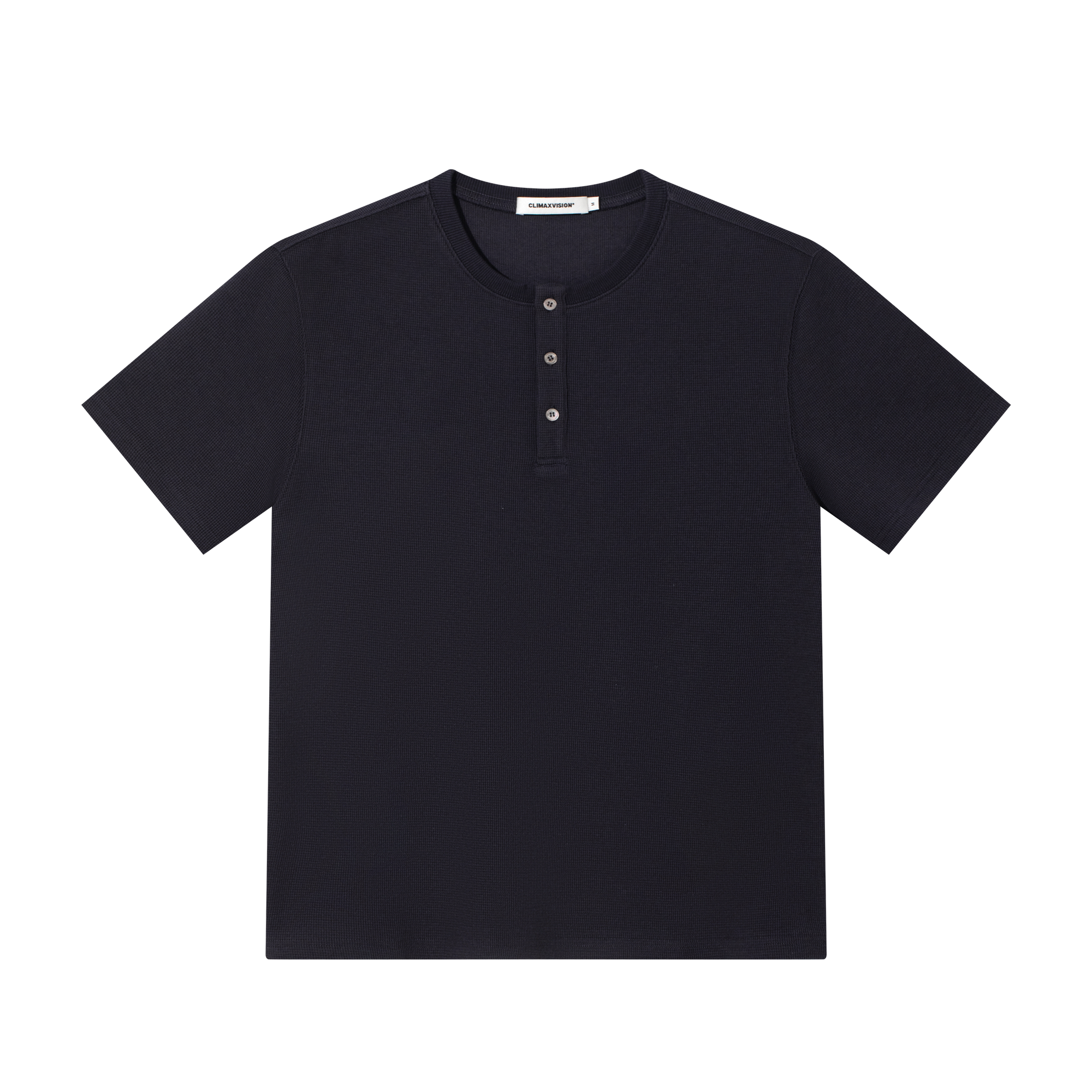 Navy Waffle Henley Short Sleeves