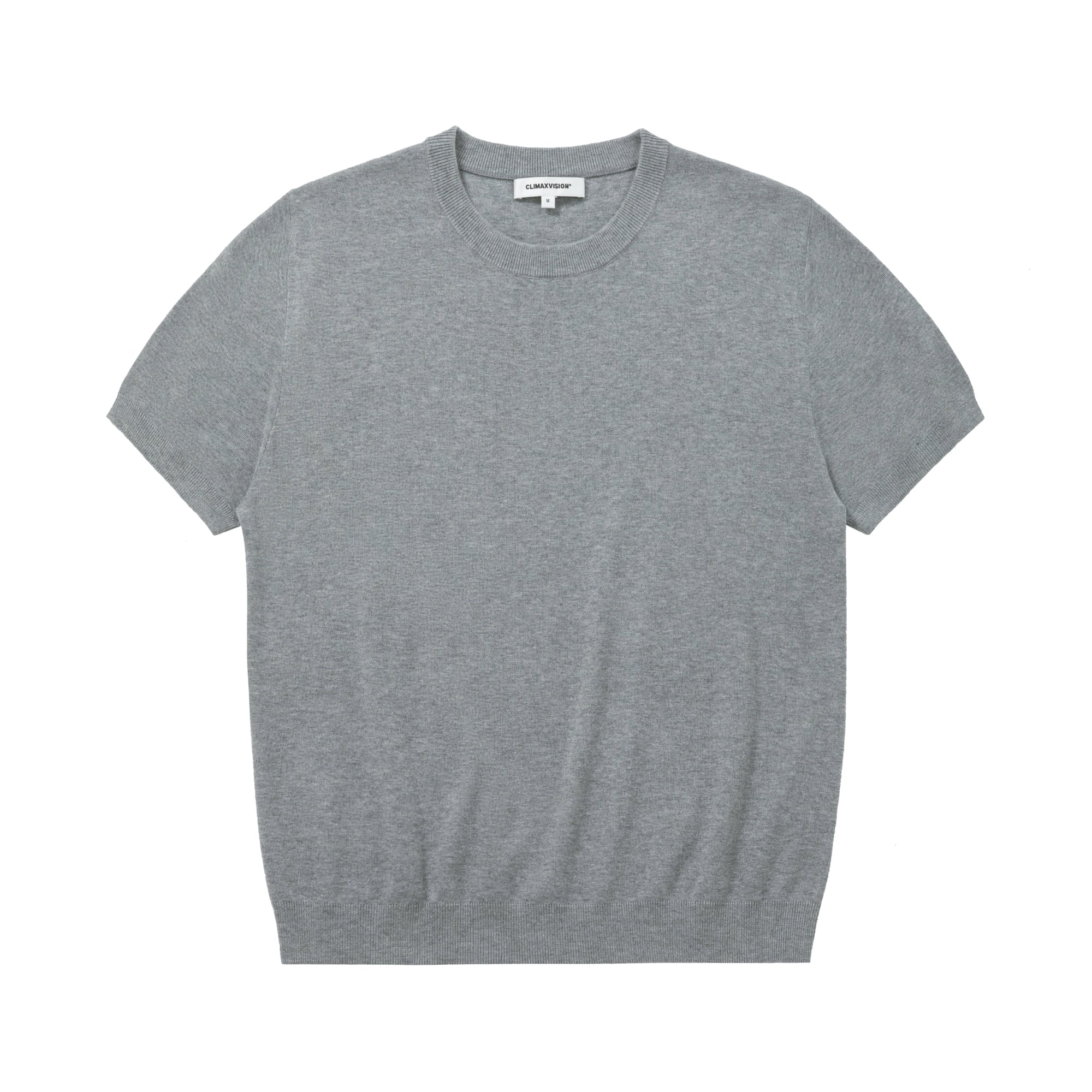 Grey 80s Worsted Wool Blend Knitted Short Sleeves