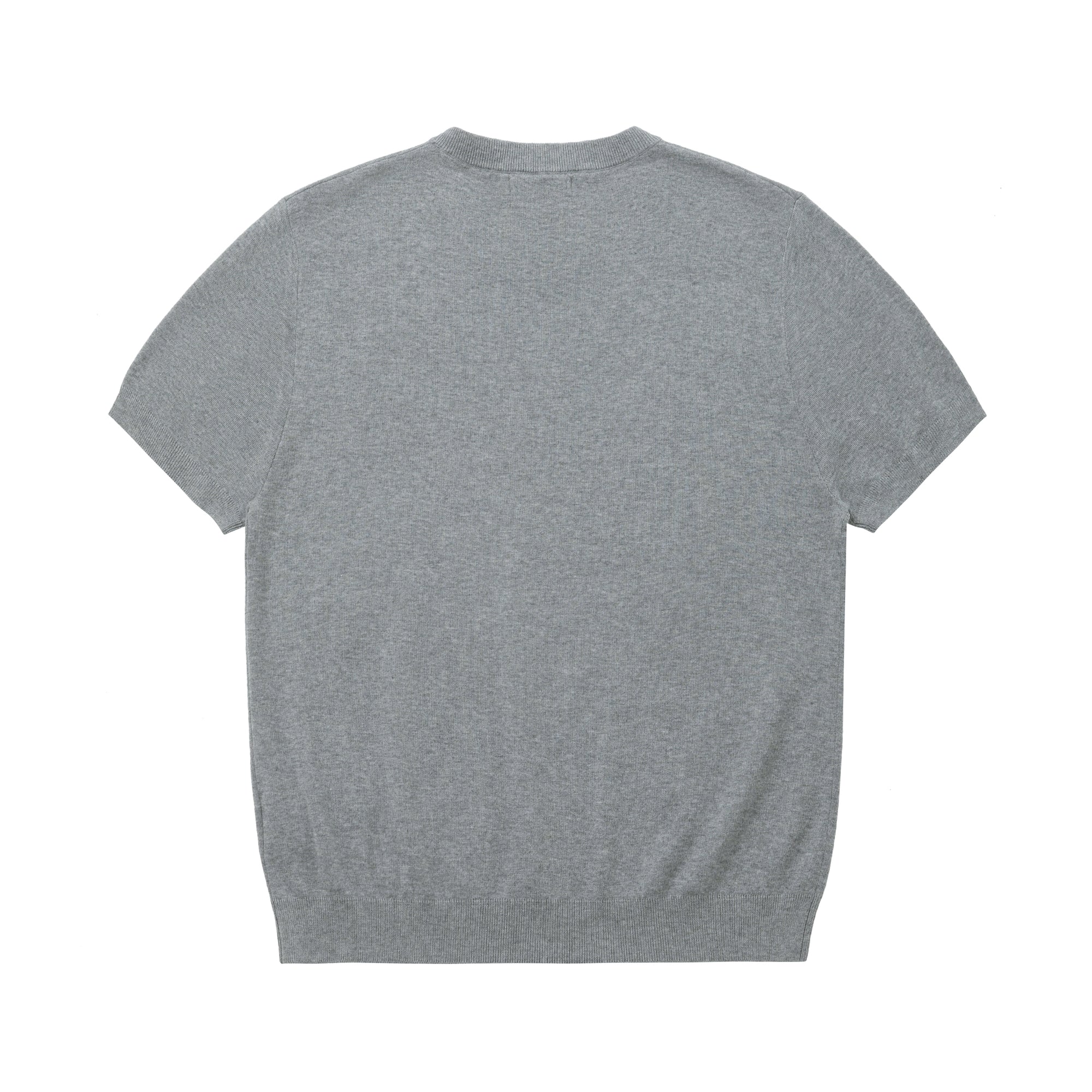 Grey 80s Worsted Wool Blend Knitted Short Sleeves