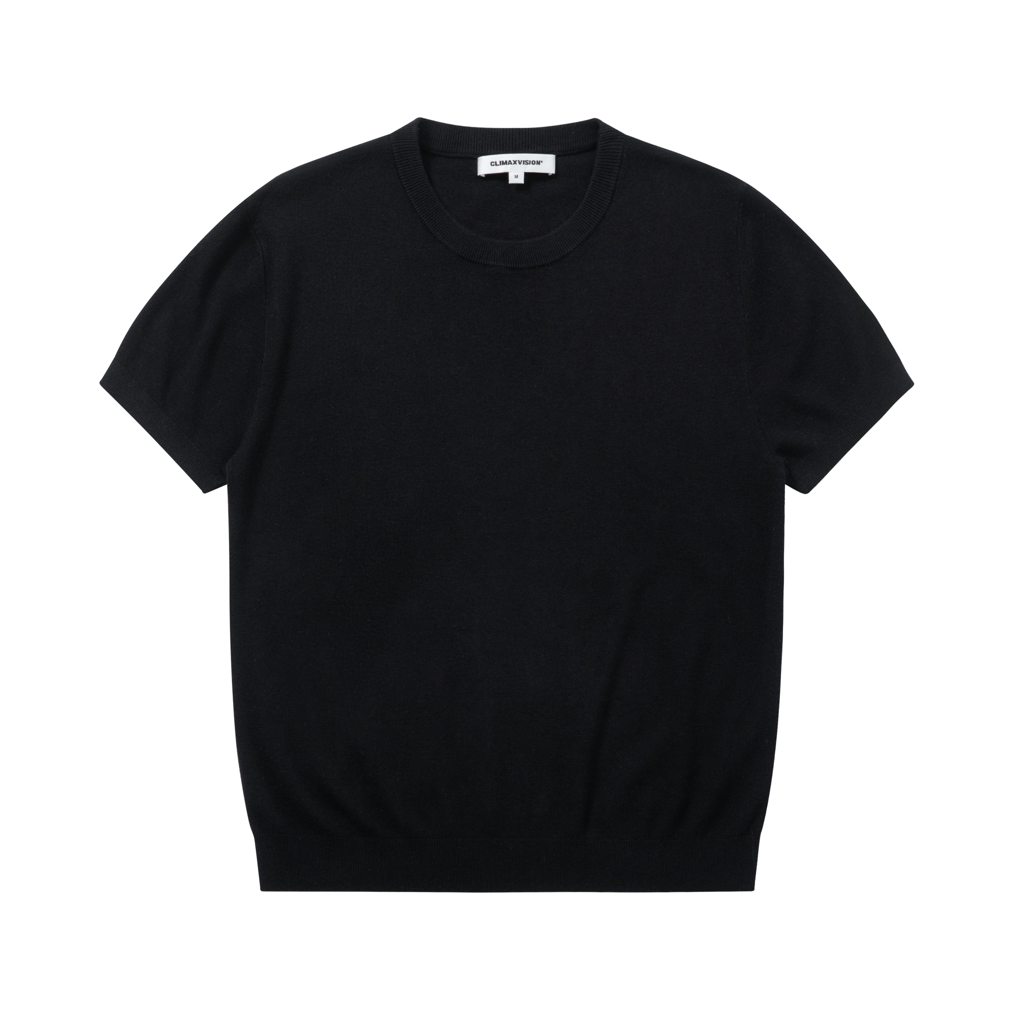 Black 80s Worsted Wool Blend Knitted Short Sleeves